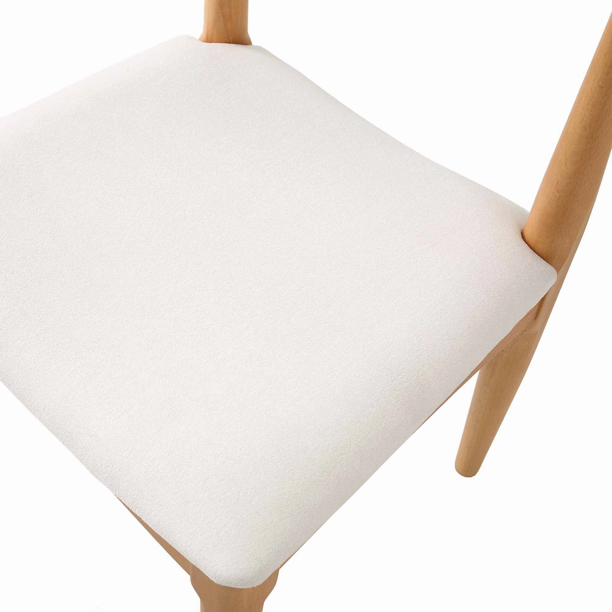 Arley Set of 2 Beech Wood Dining Chairs, Natural and Beige