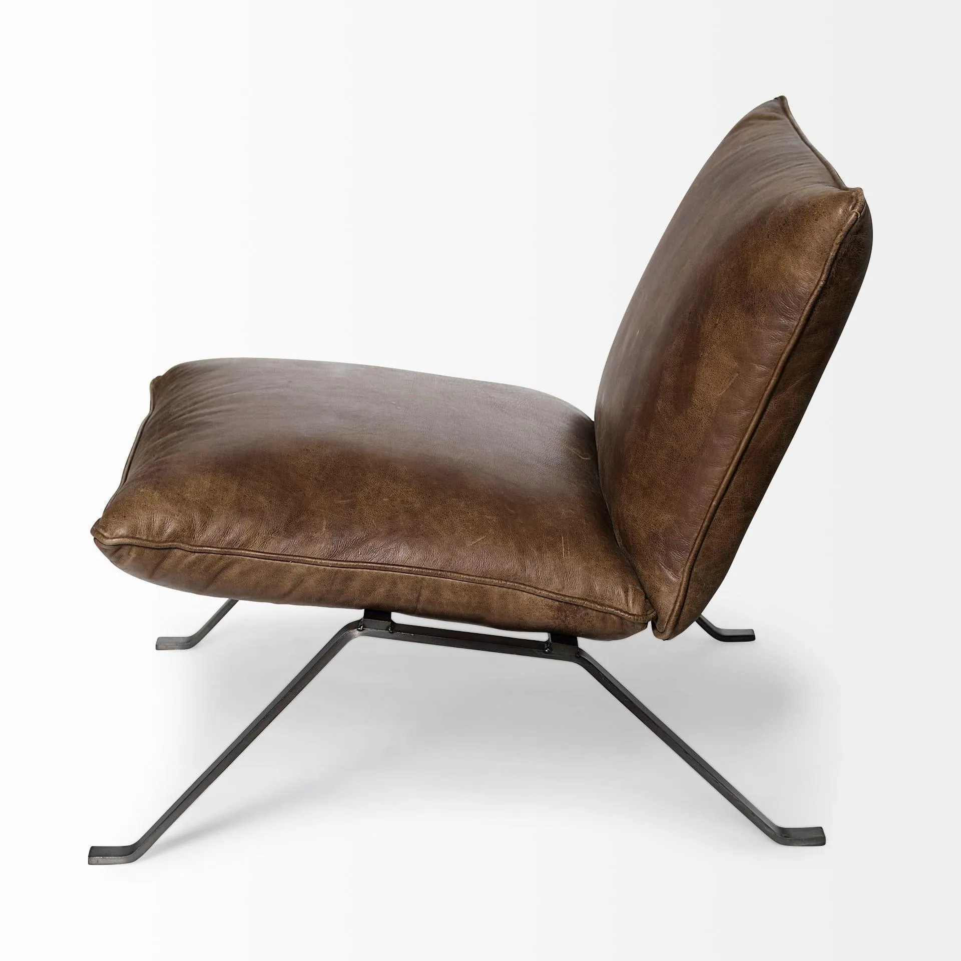 Armless Leather Accent Chair