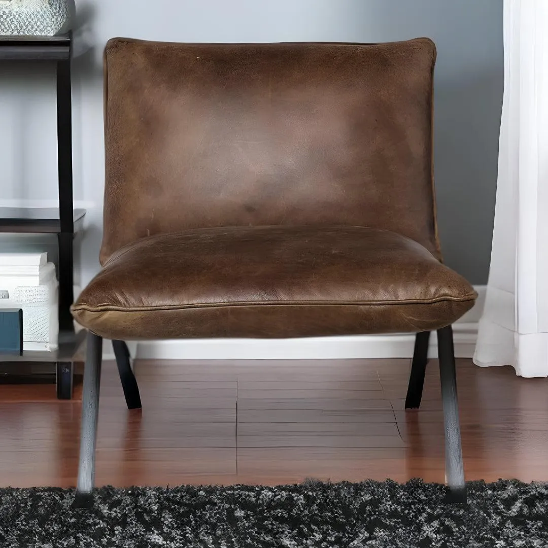 Armless Leather Accent Chair
