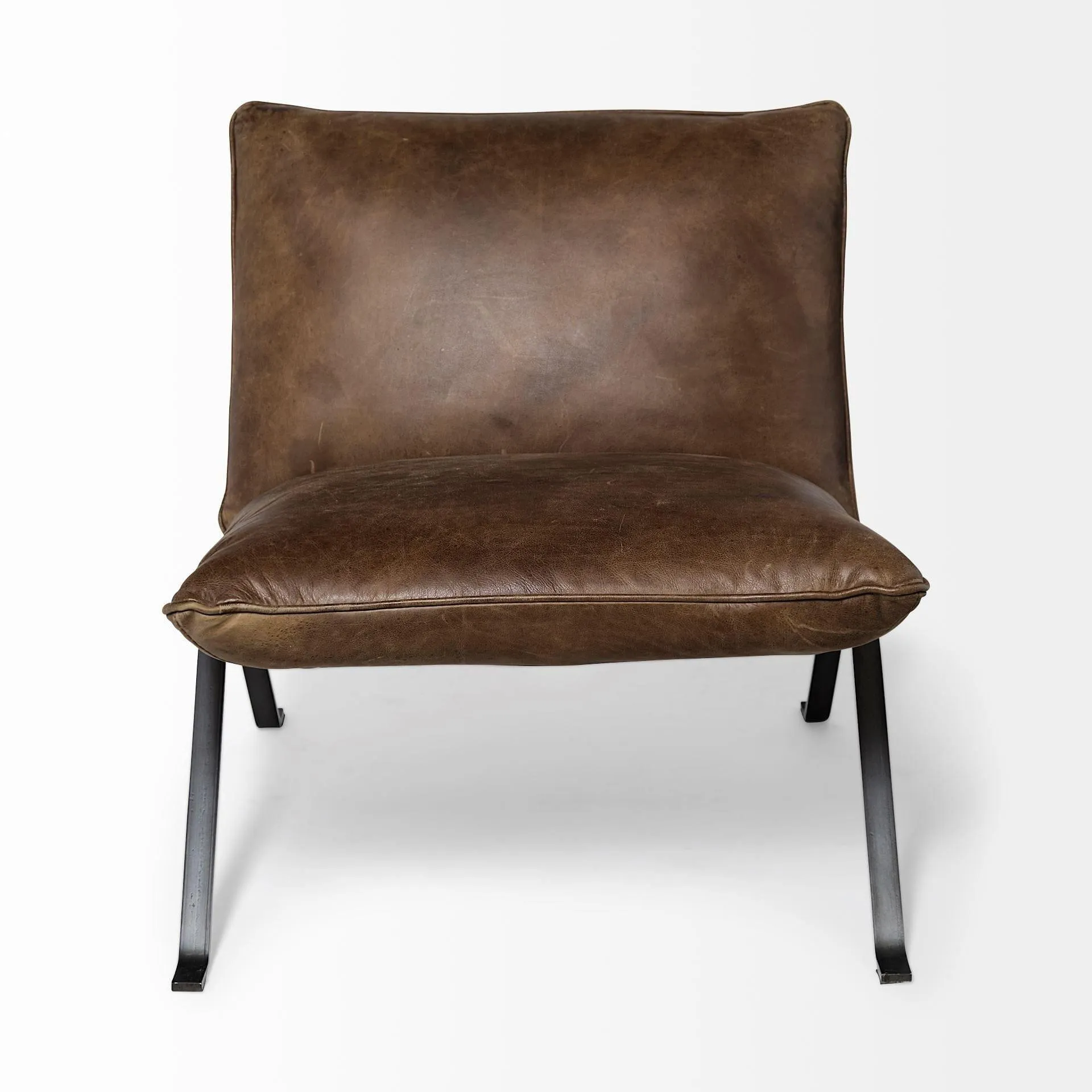 Armless Leather Accent Chair
