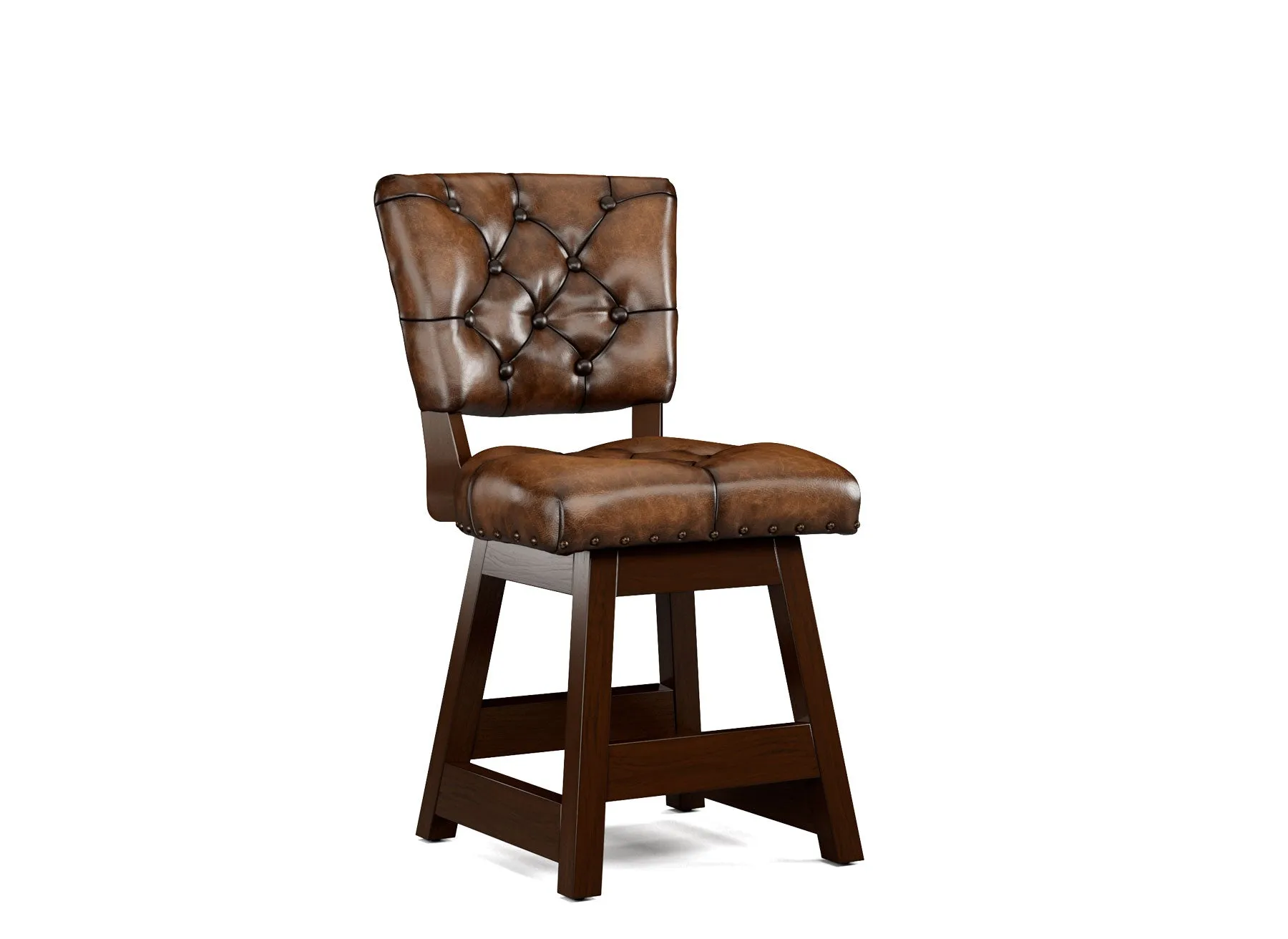 Armless Leather Tufted Counter Stools with Back