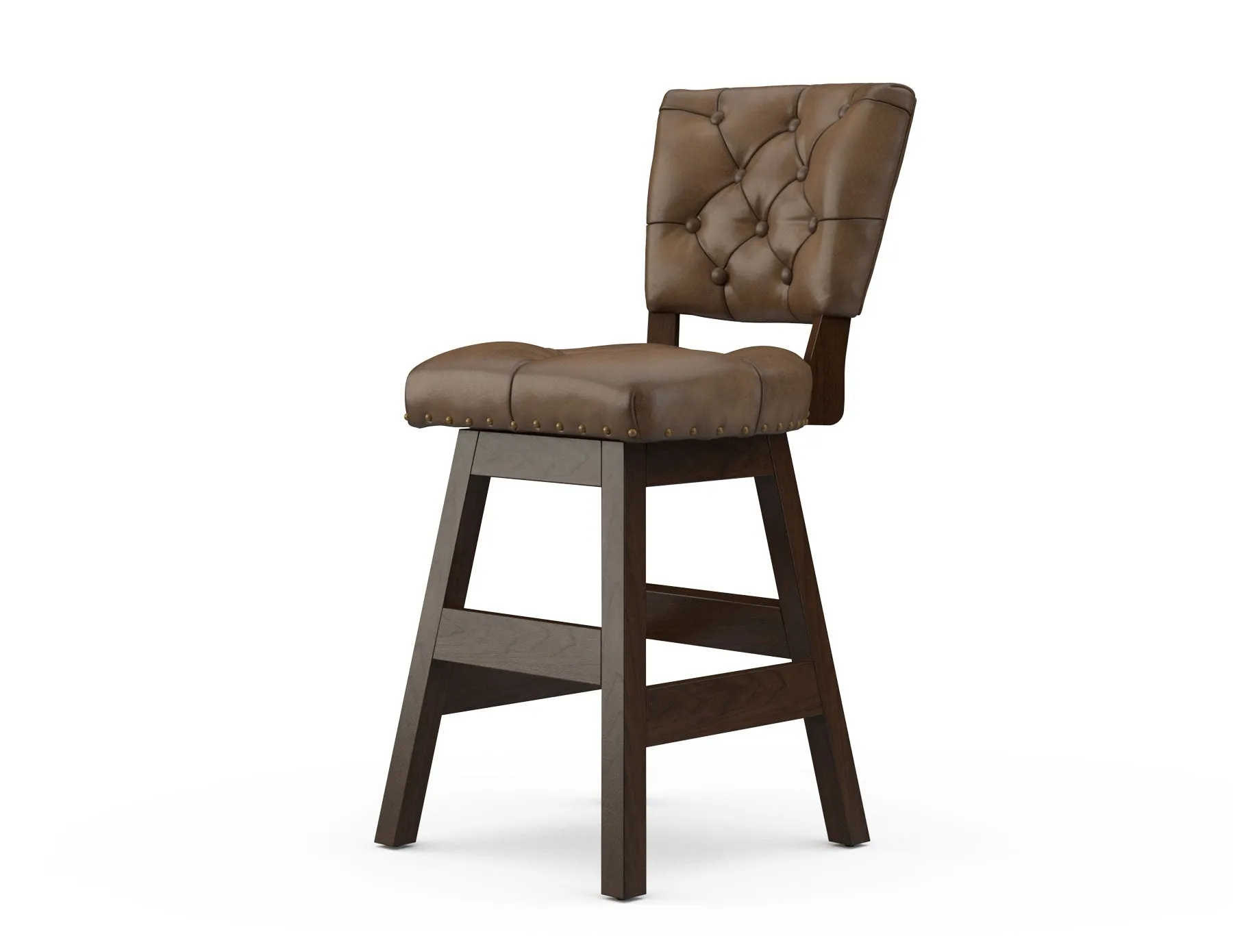 Armless Leather Tufted Counter Stools with Back