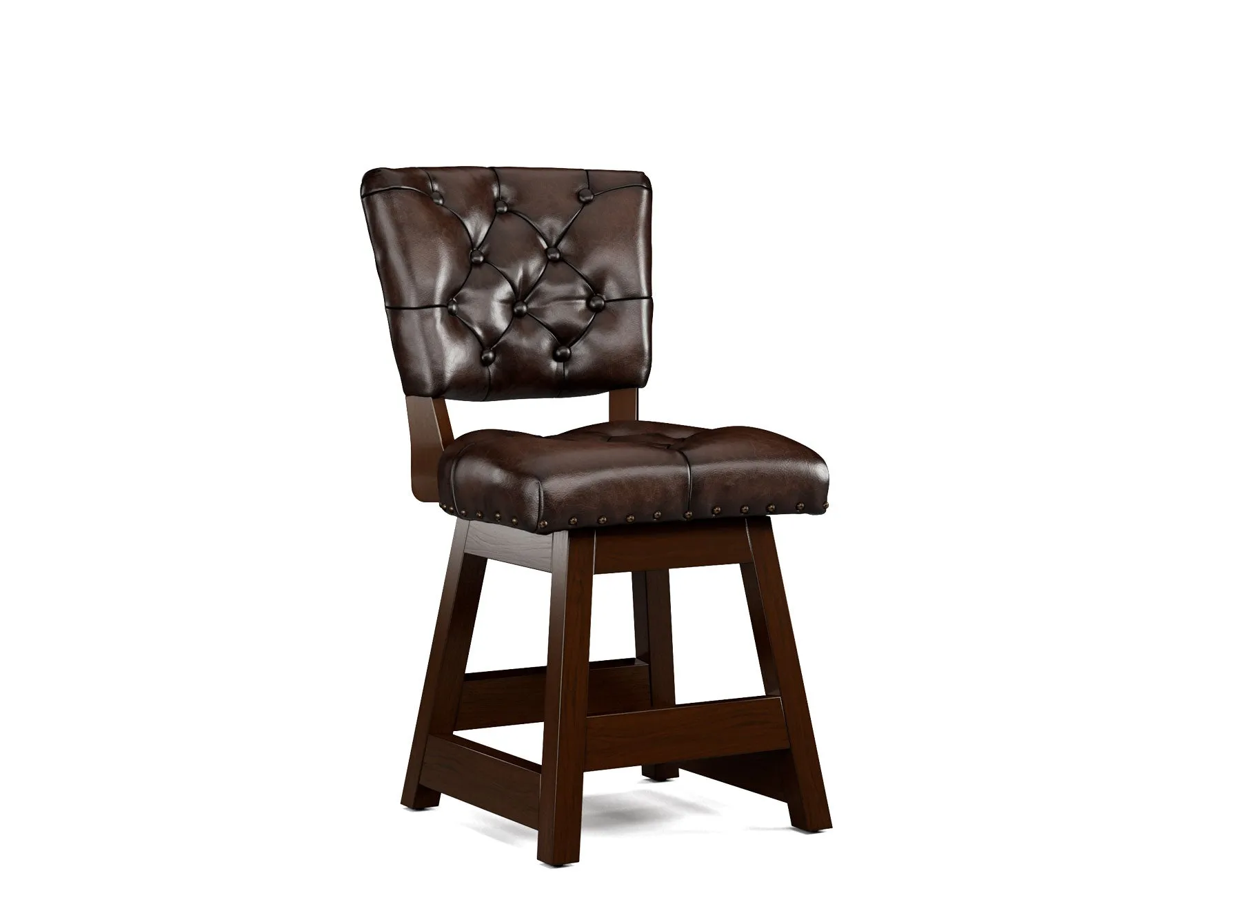 Armless Leather Tufted Counter Stools with Back