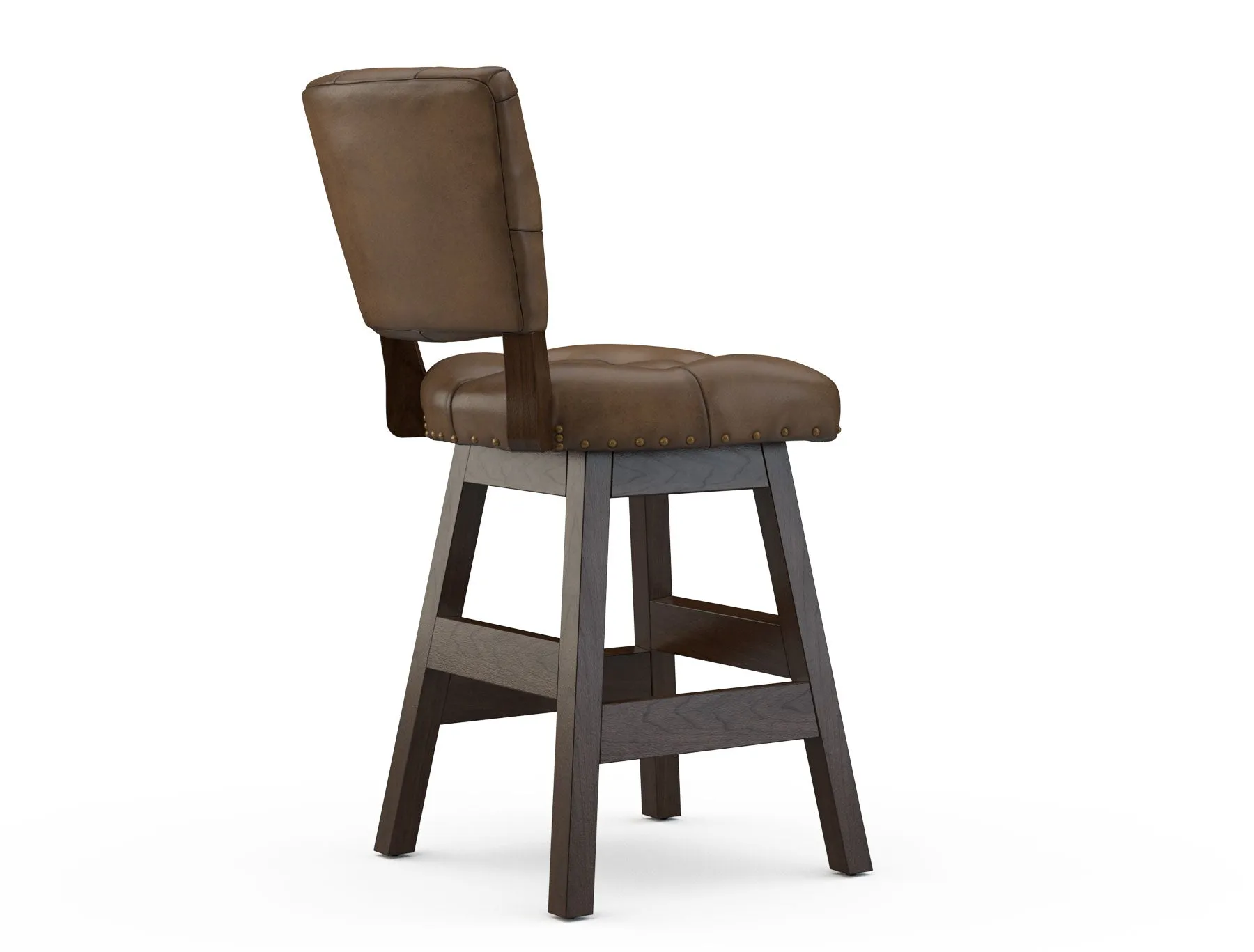 Armless Leather Tufted Counter Stools with Back