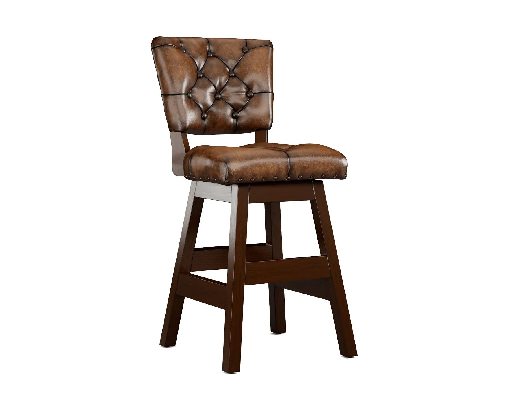 Armless Leather Tufted Counter Stools with Back