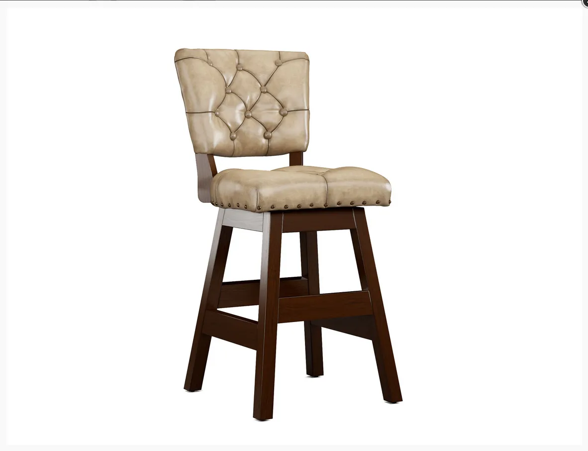 Armless Leather Tufted Counter Stools with Back