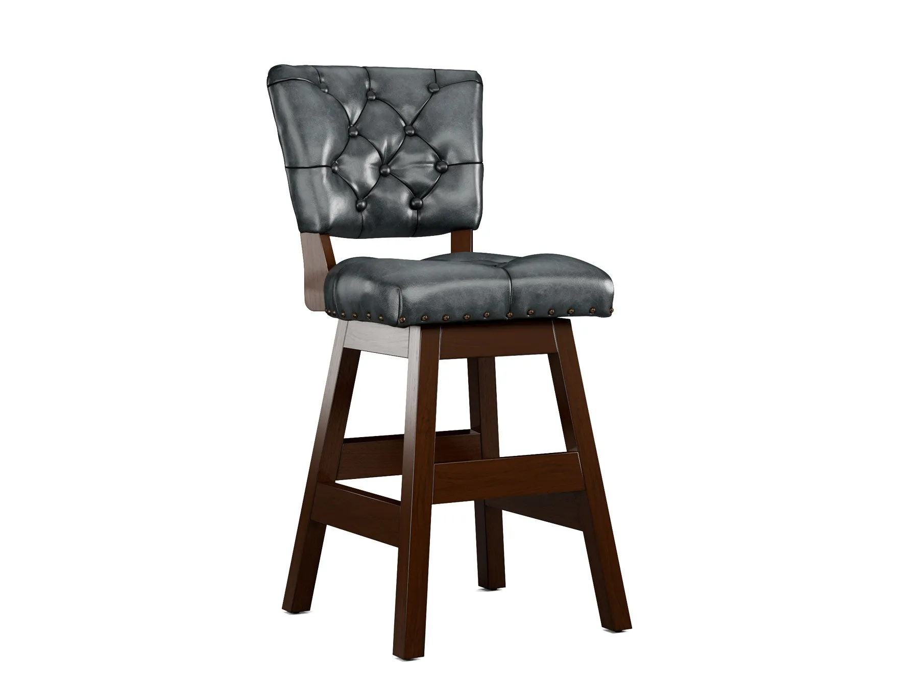 Armless Leather Tufted Counter Stools with Back