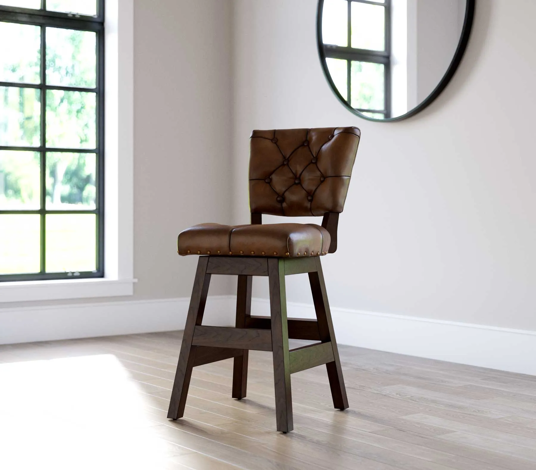 Armless Leather Tufted Counter Stools with Back gaming chair, computer chair