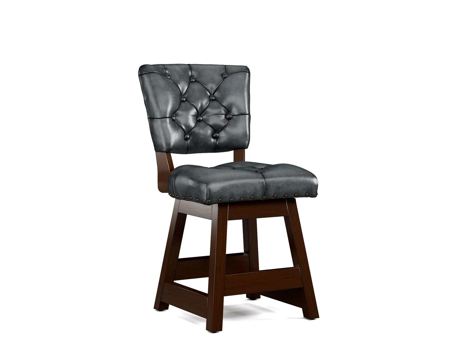 Armless Leather Tufted Counter Stools with Back