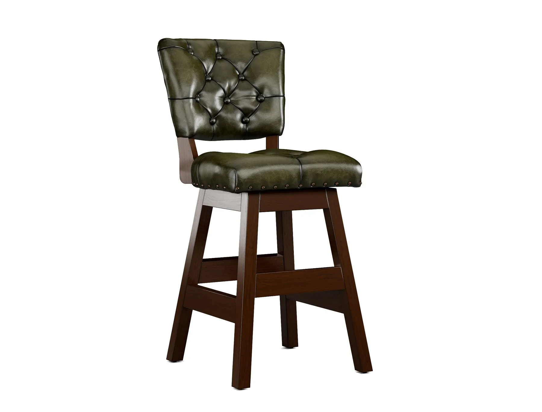 Armless Leather Tufted Counter Stools with Back