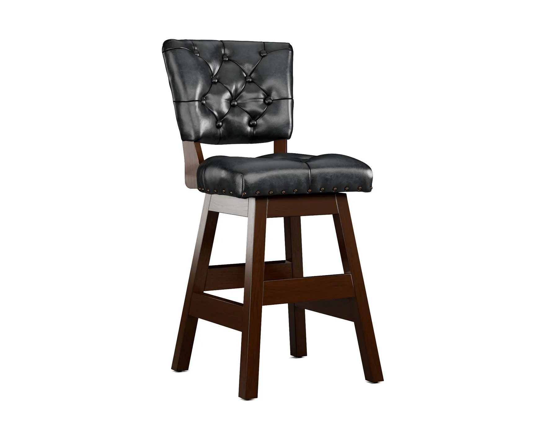 Armless Leather Tufted Counter Stools with Back