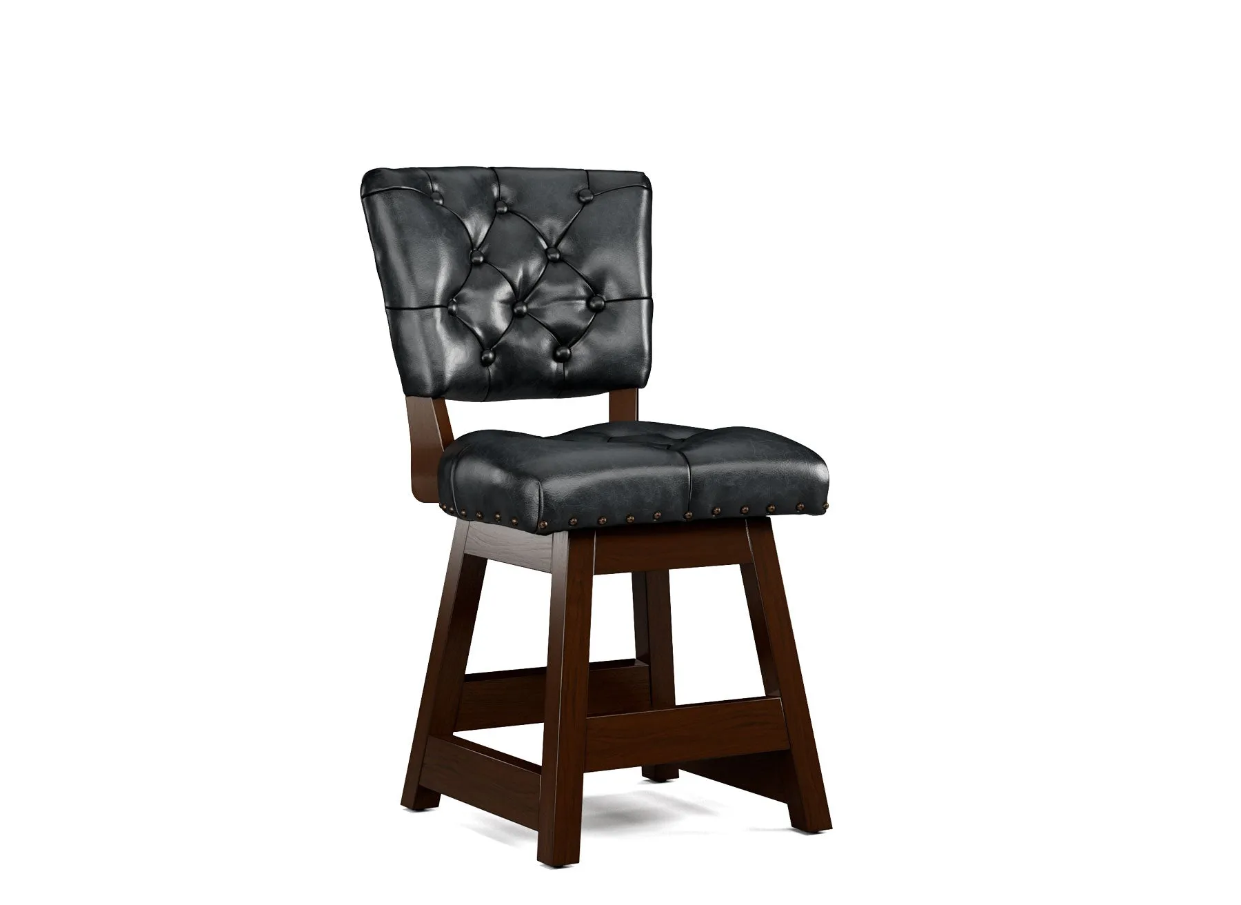 Armless Leather Tufted Counter Stools with Back