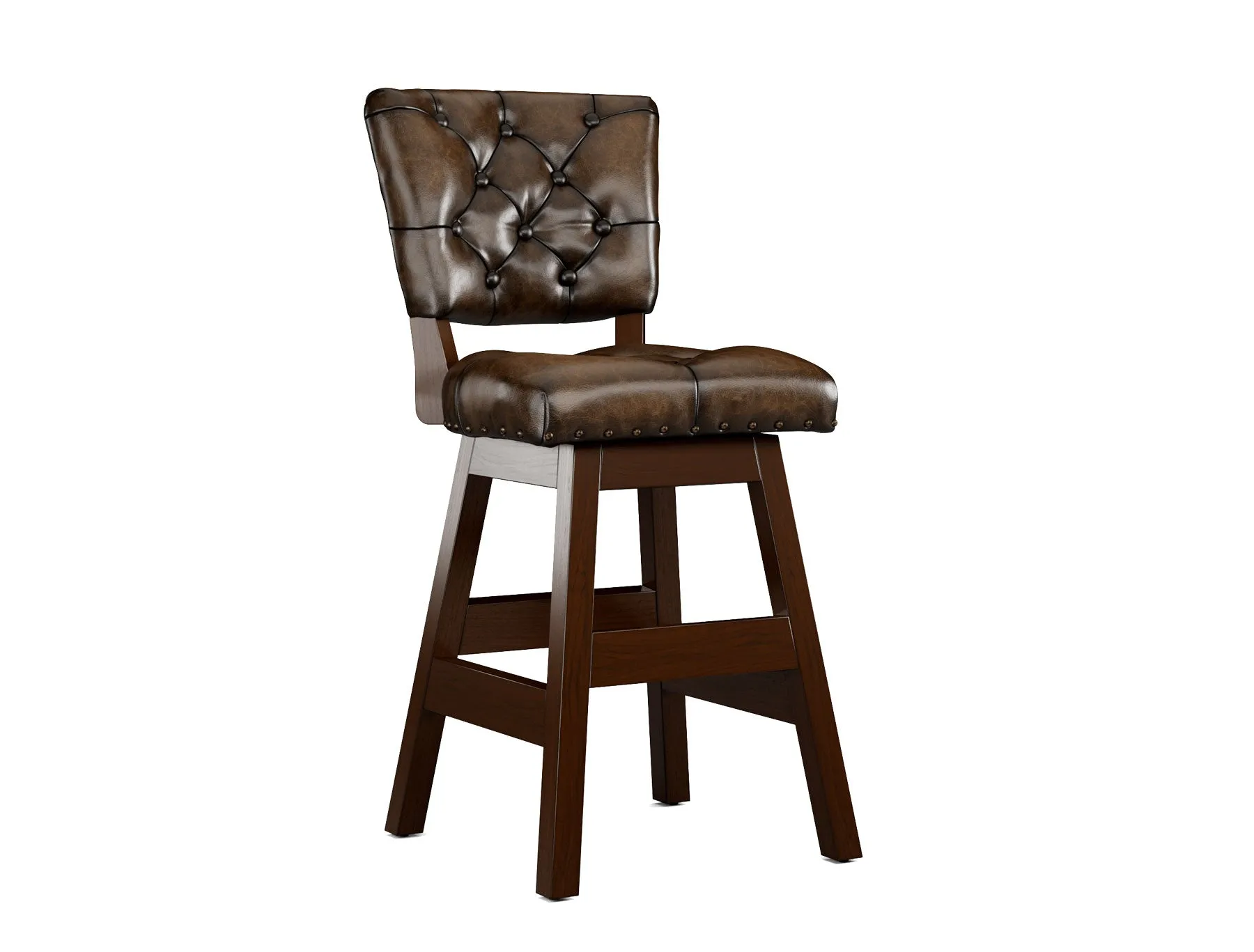 Armless Leather Tufted Counter Stools with Back