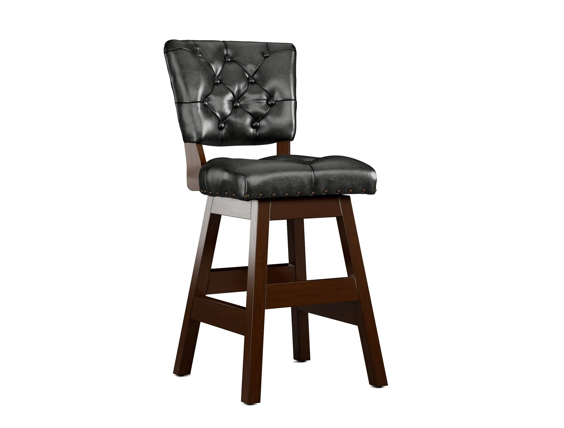 Armless Leather Tufted Counter Stools with Back