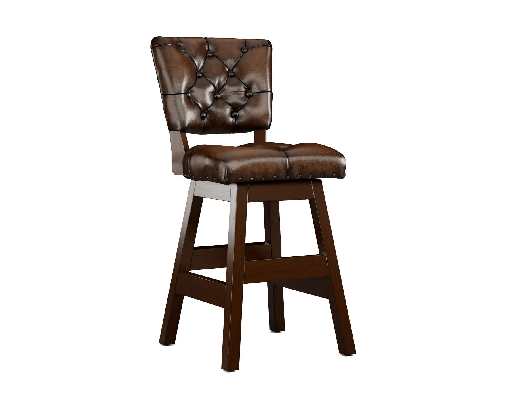 Armless Leather Tufted Counter Stools with Back