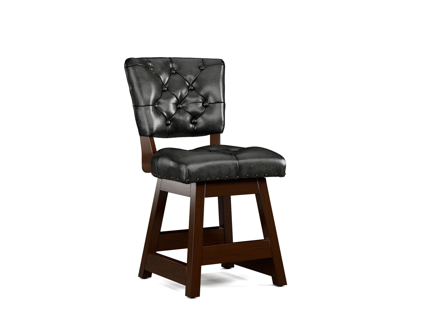 Armless Leather Tufted Counter Stools with Back