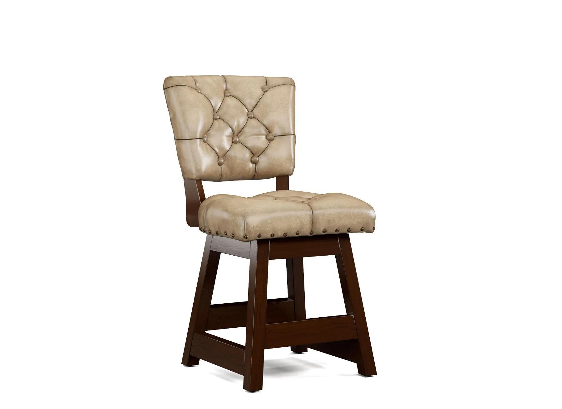Armless Leather Tufted Counter Stools with Back
