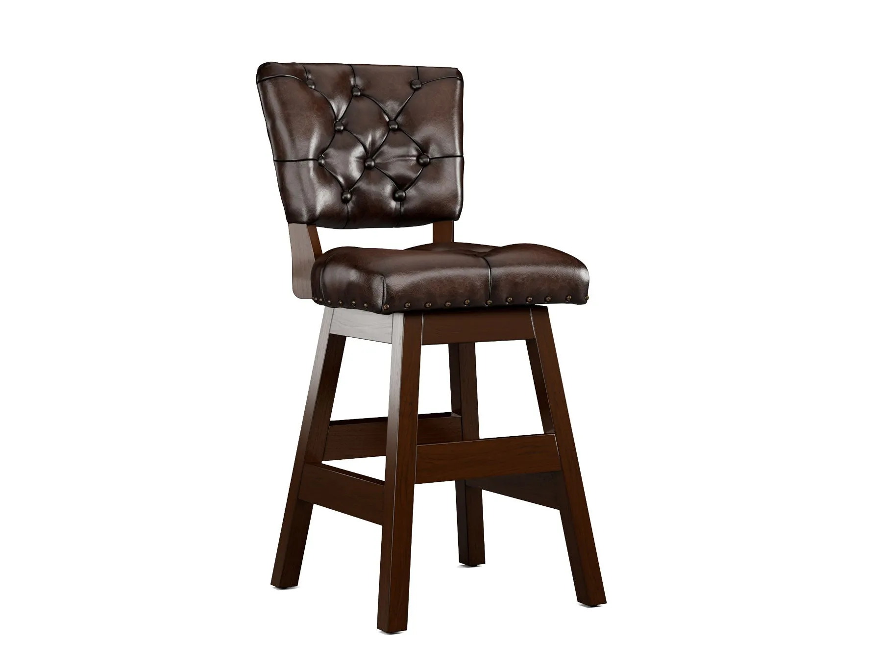 Armless Leather Tufted Counter Stools with Back