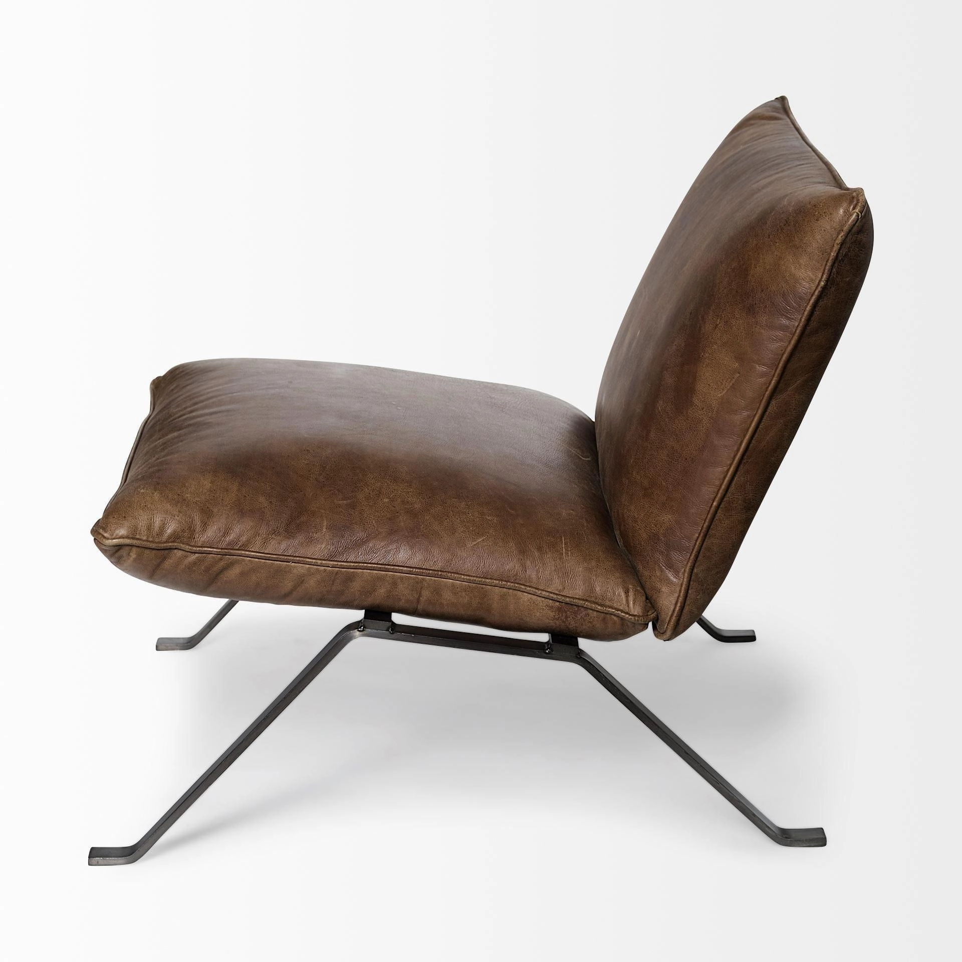 Armless Leather Accent Chair