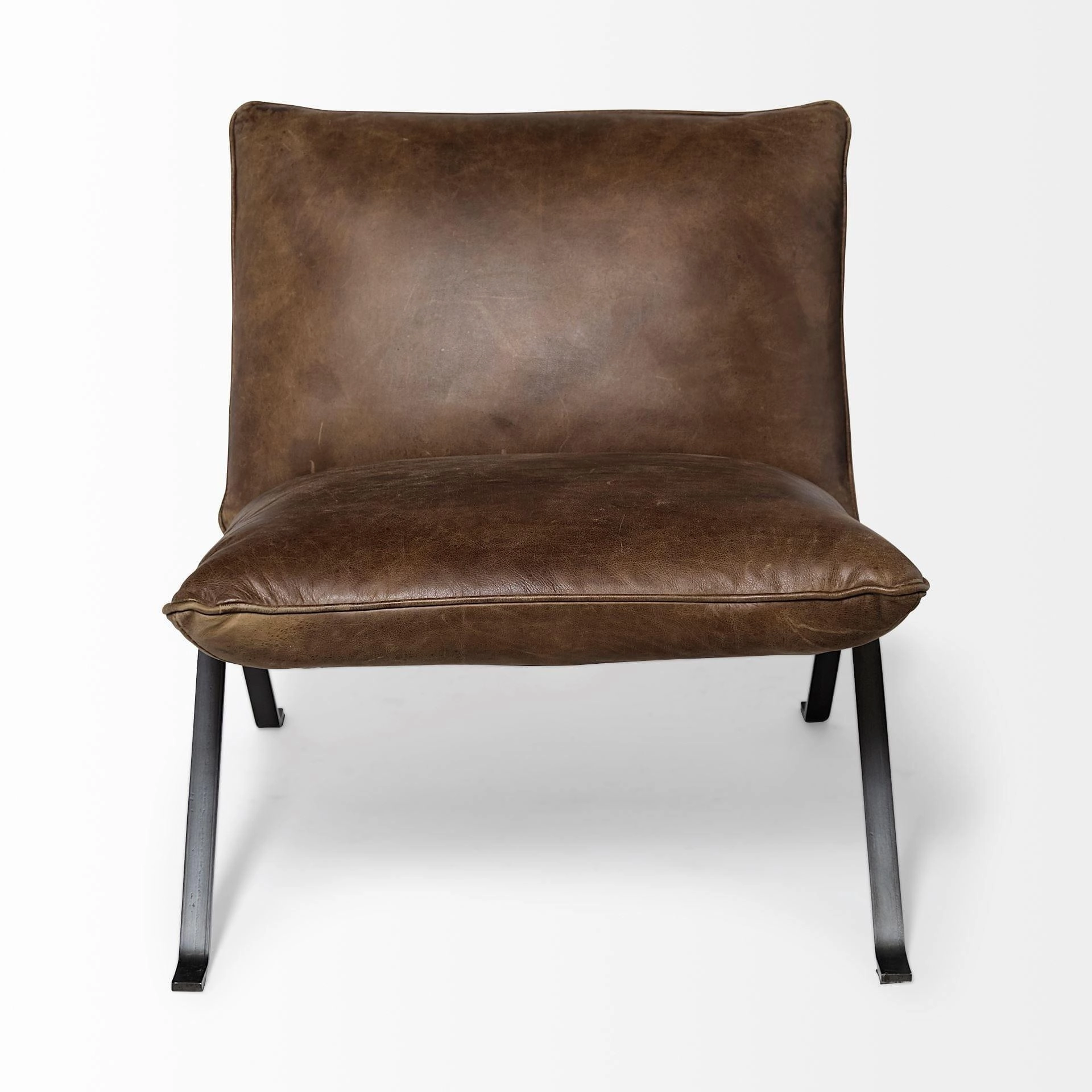 Armless Leather Accent Chair