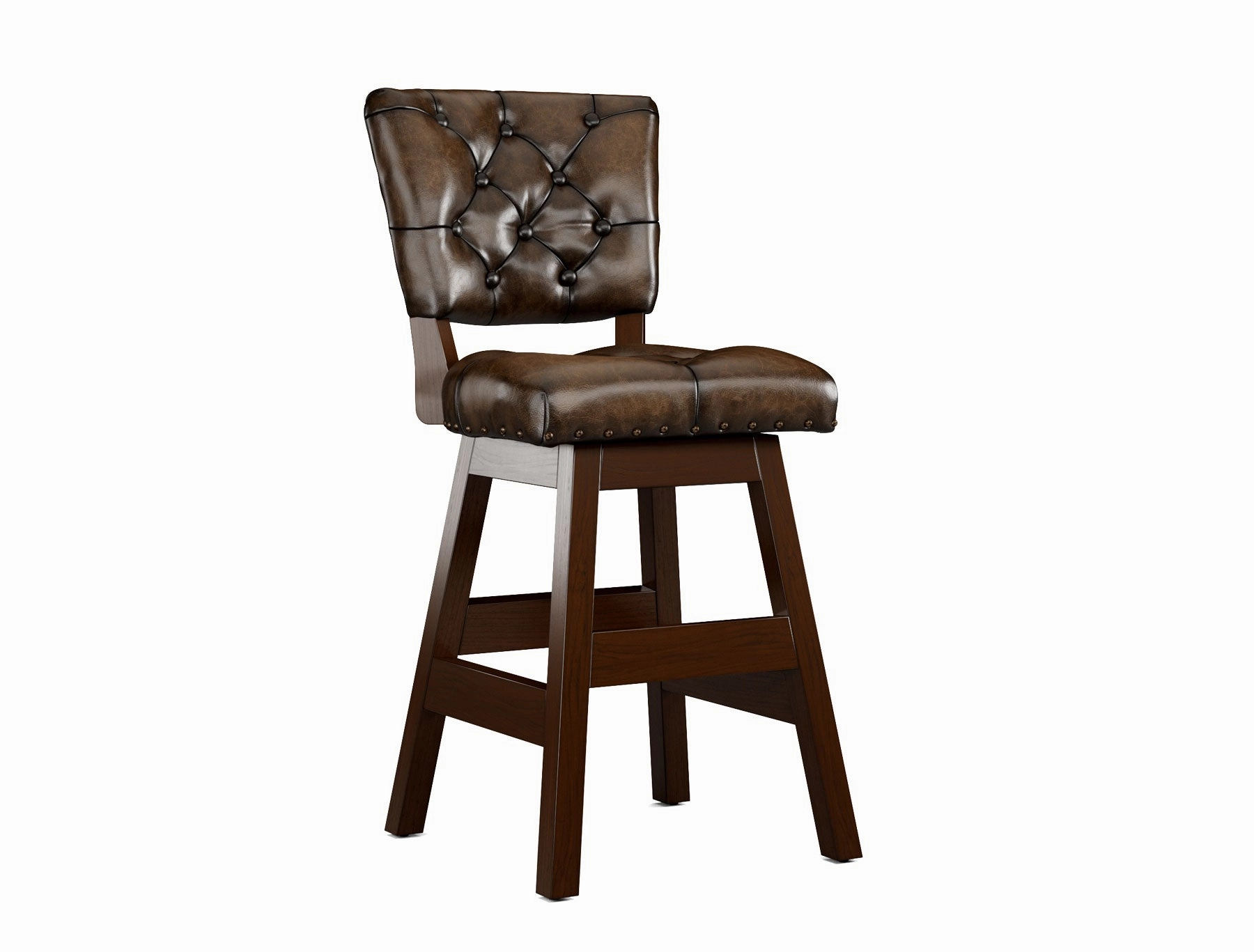 Armless Leather Tufted Counter Stools with Back
