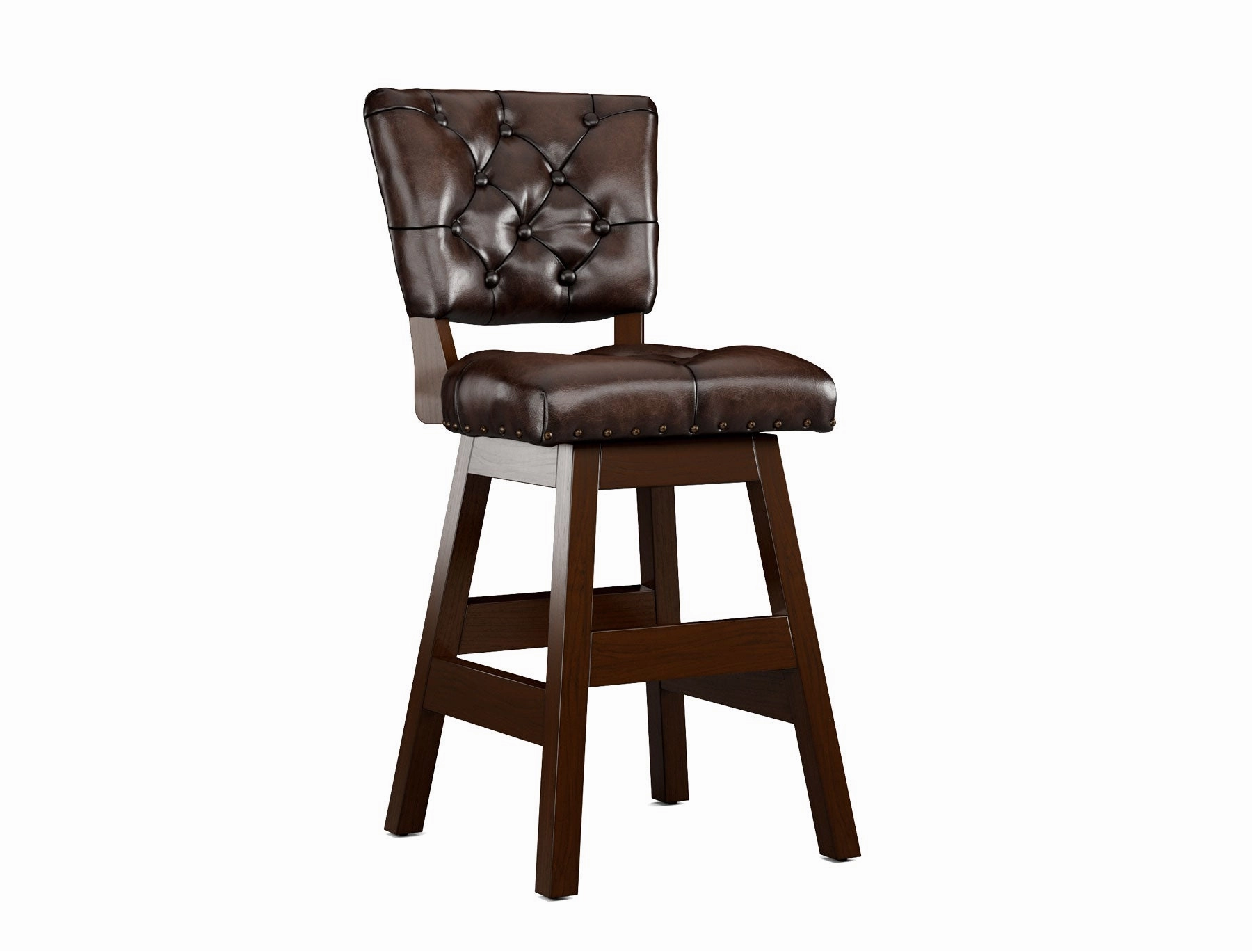 Armless Leather Tufted Counter Stools with Back
