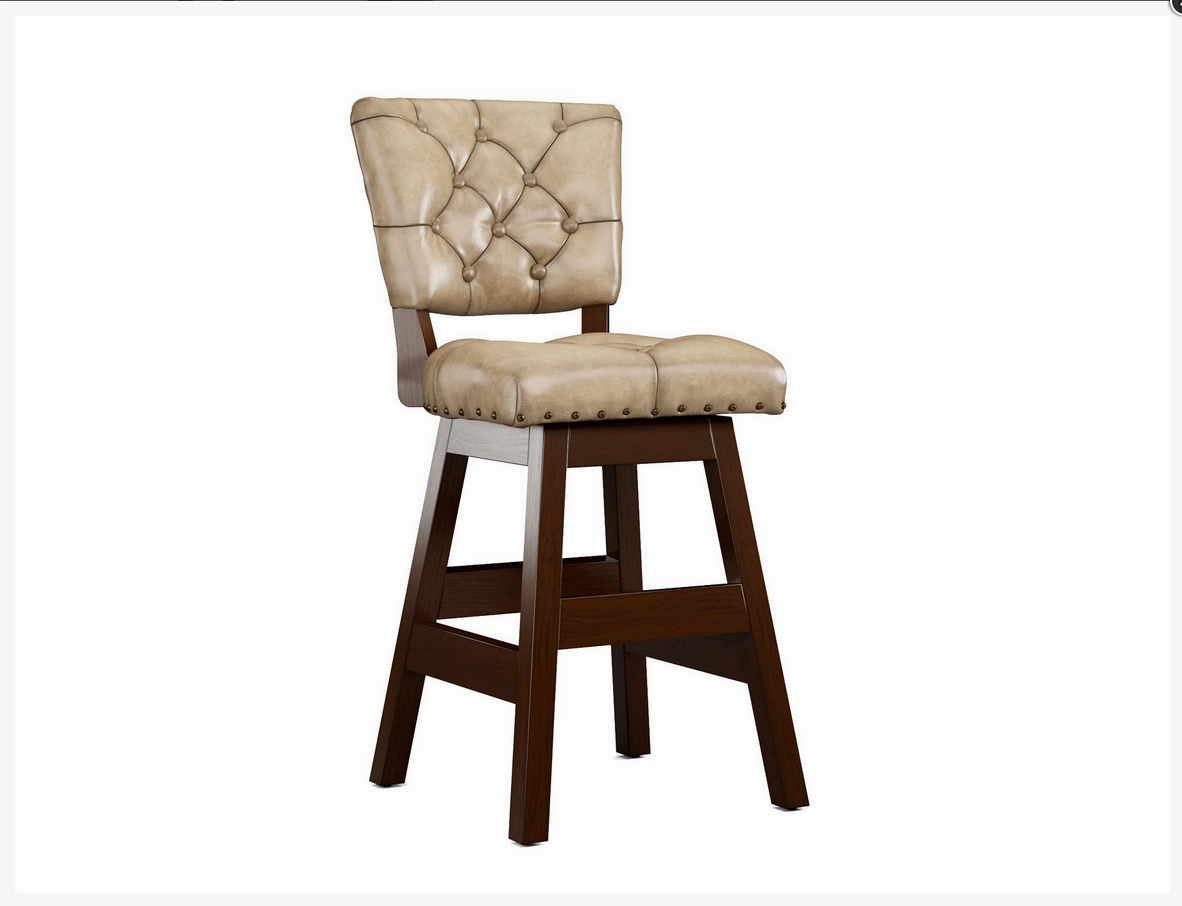 Armless Leather Tufted Counter Stools with Back