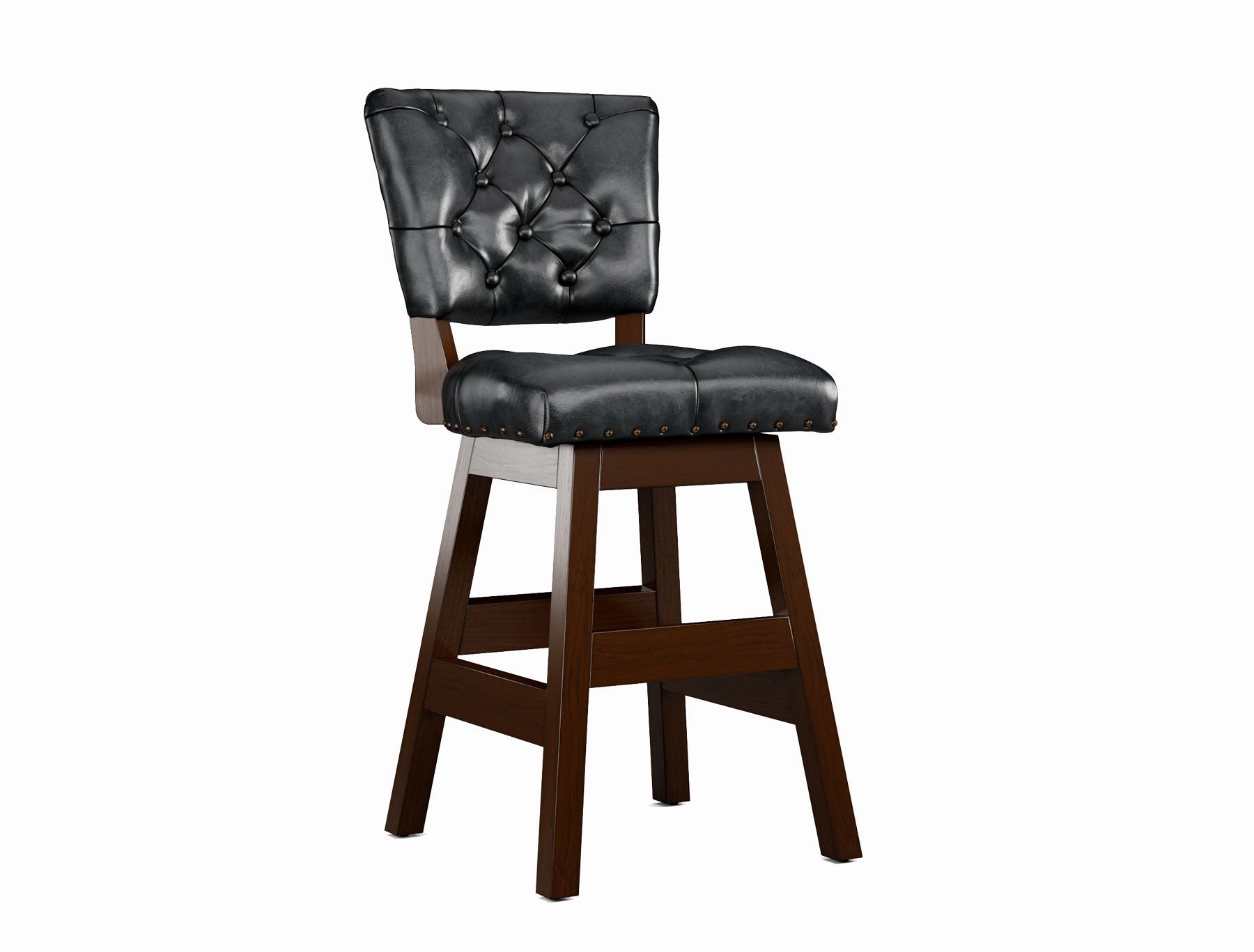 Armless Leather Tufted Counter Stools with Back