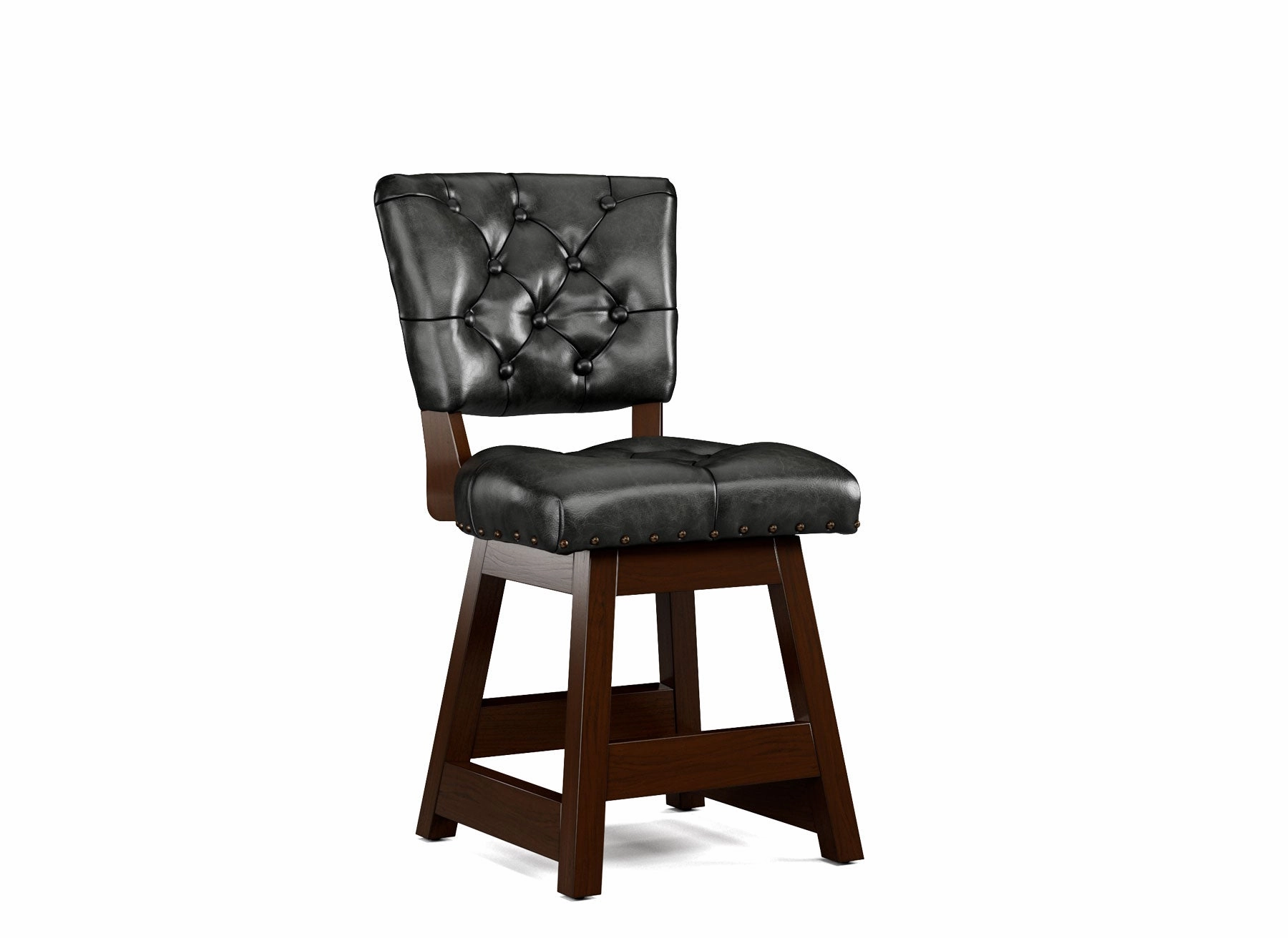 Armless Leather Tufted Counter Stools with Back