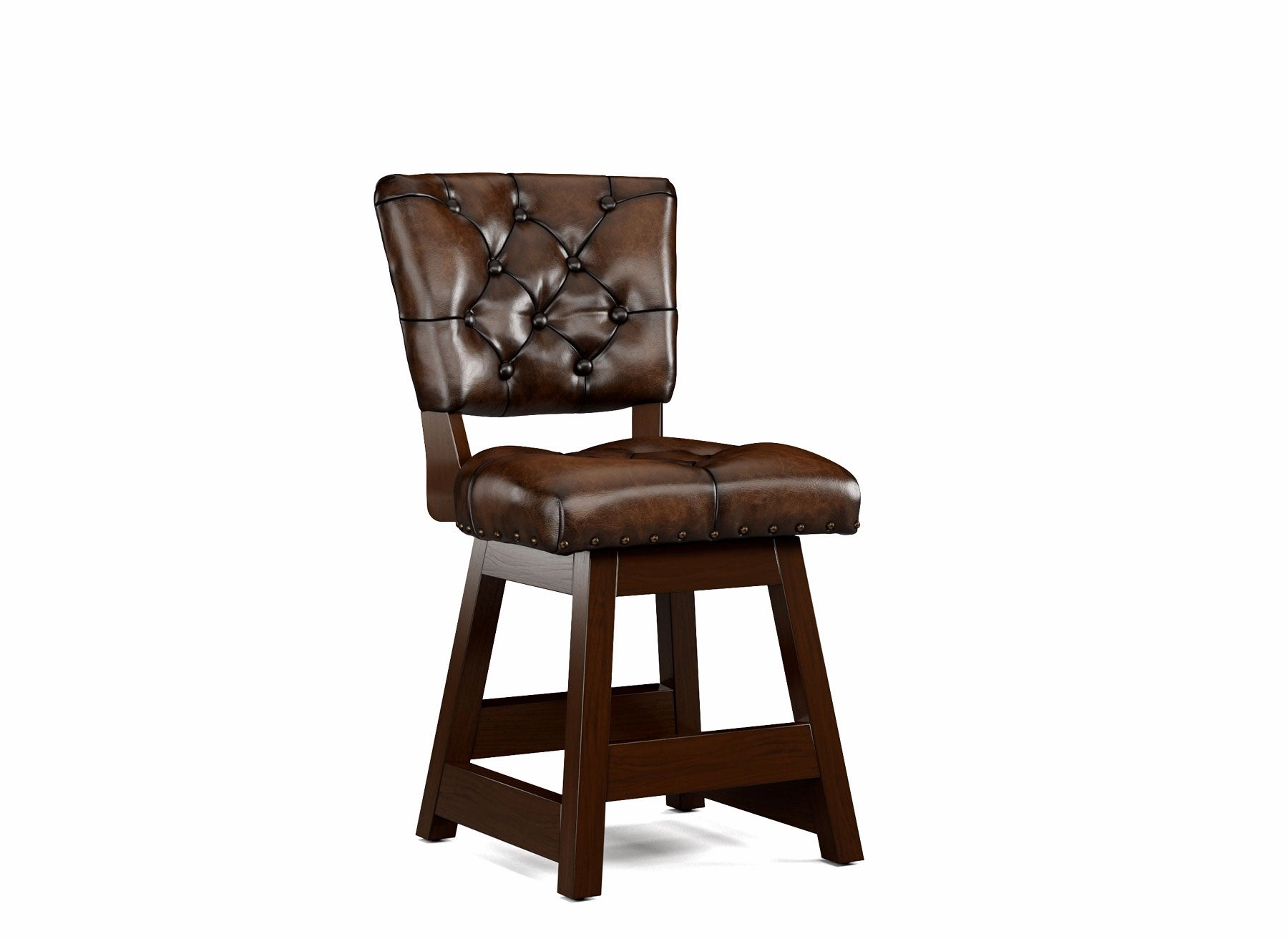 Armless Leather Tufted Counter Stools with Back