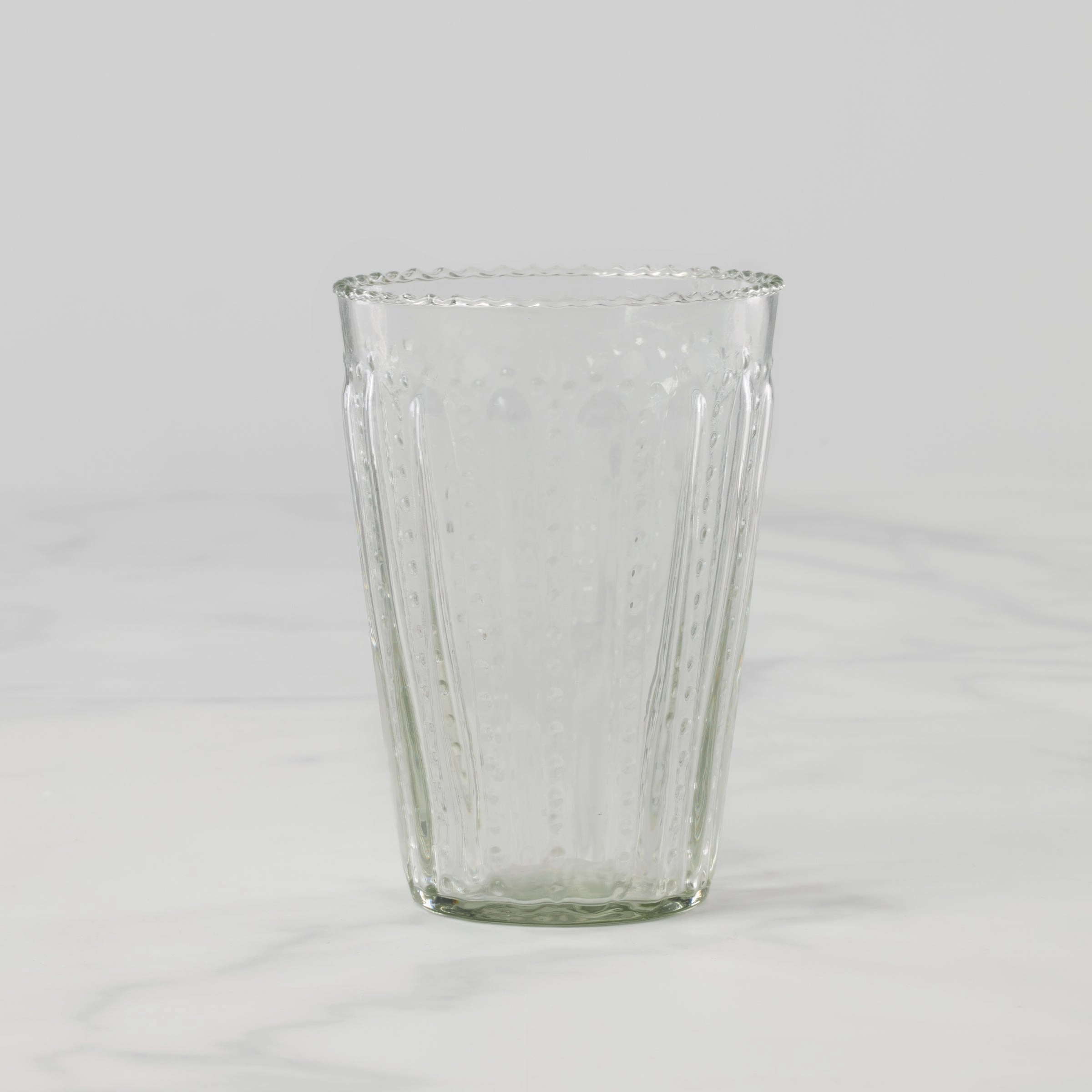 Artisan-Crafted Ruffled Glass Tumbler