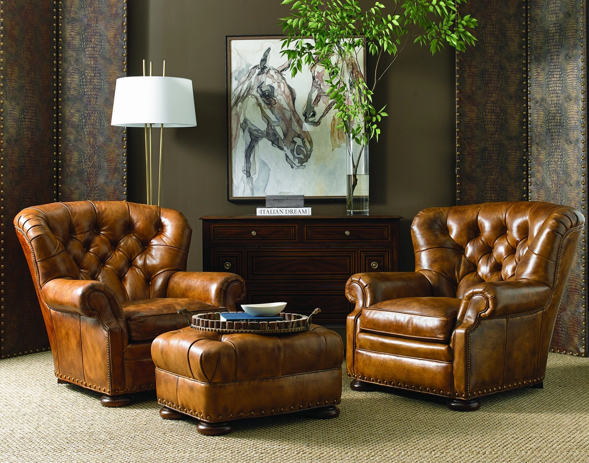 Artisan Leather Tufted Chair / Ottoman