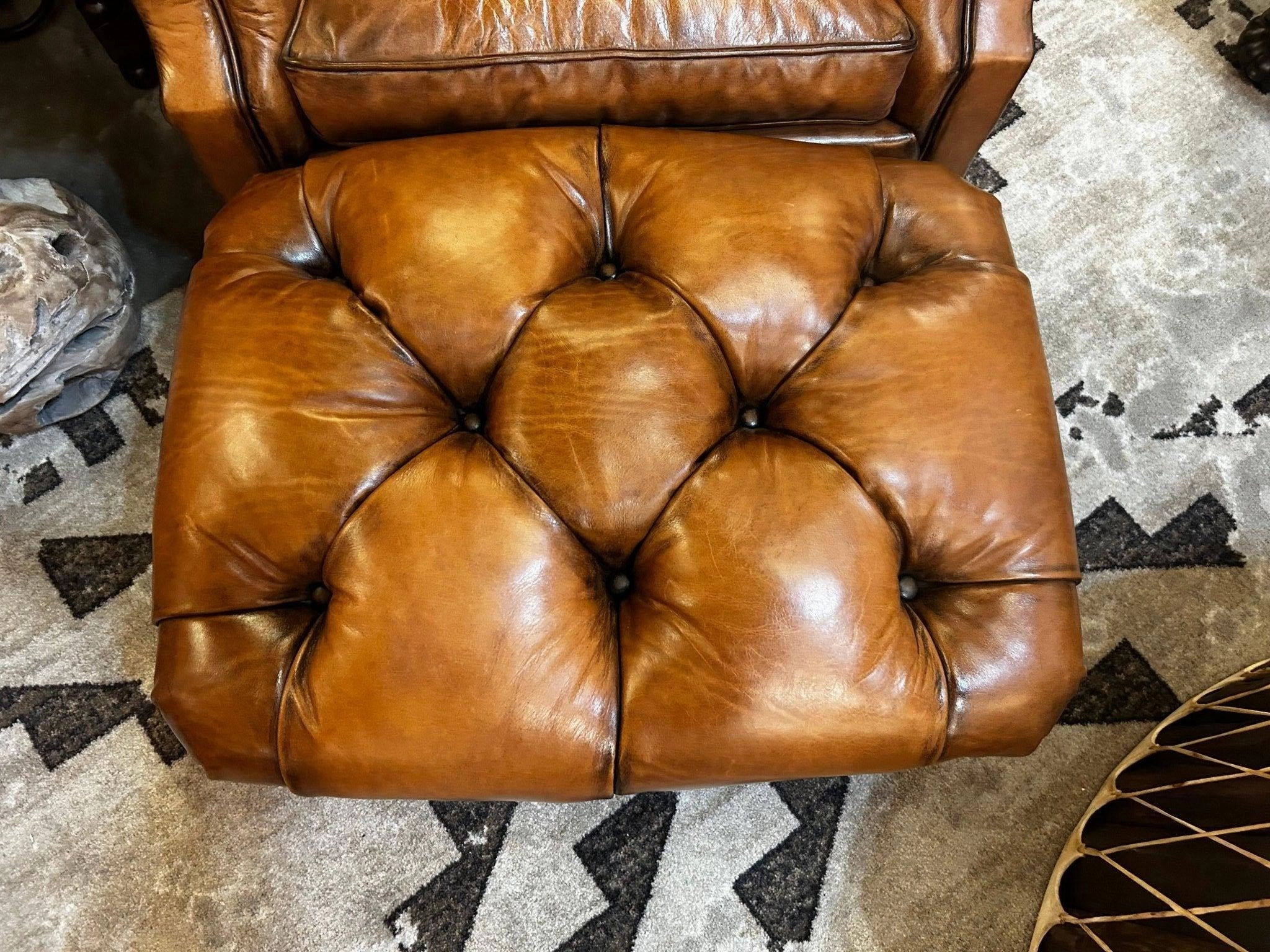 Artisan Leather Tufted Chair / Ottoman