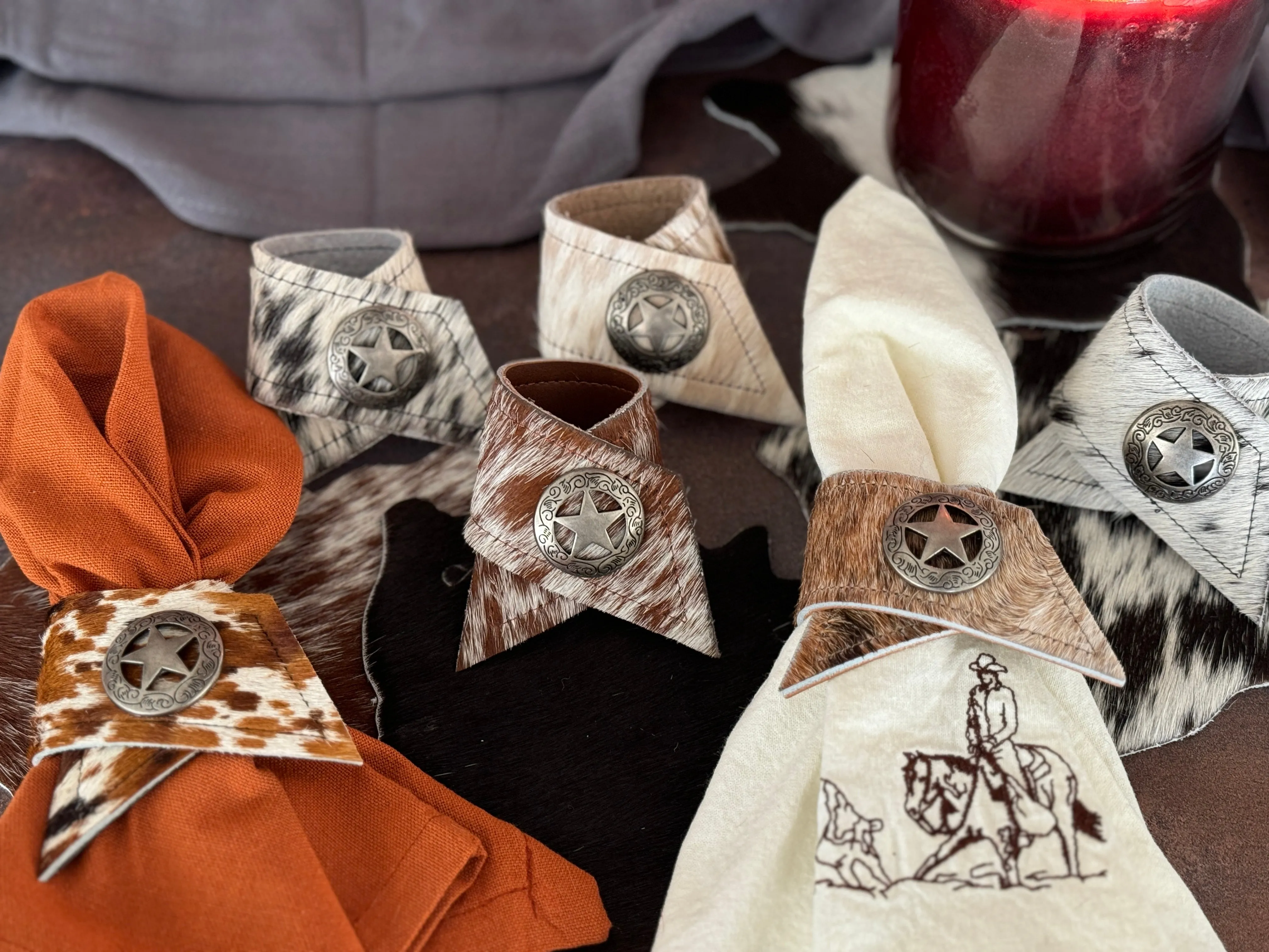 Assorted Cowhide Napkin Rings