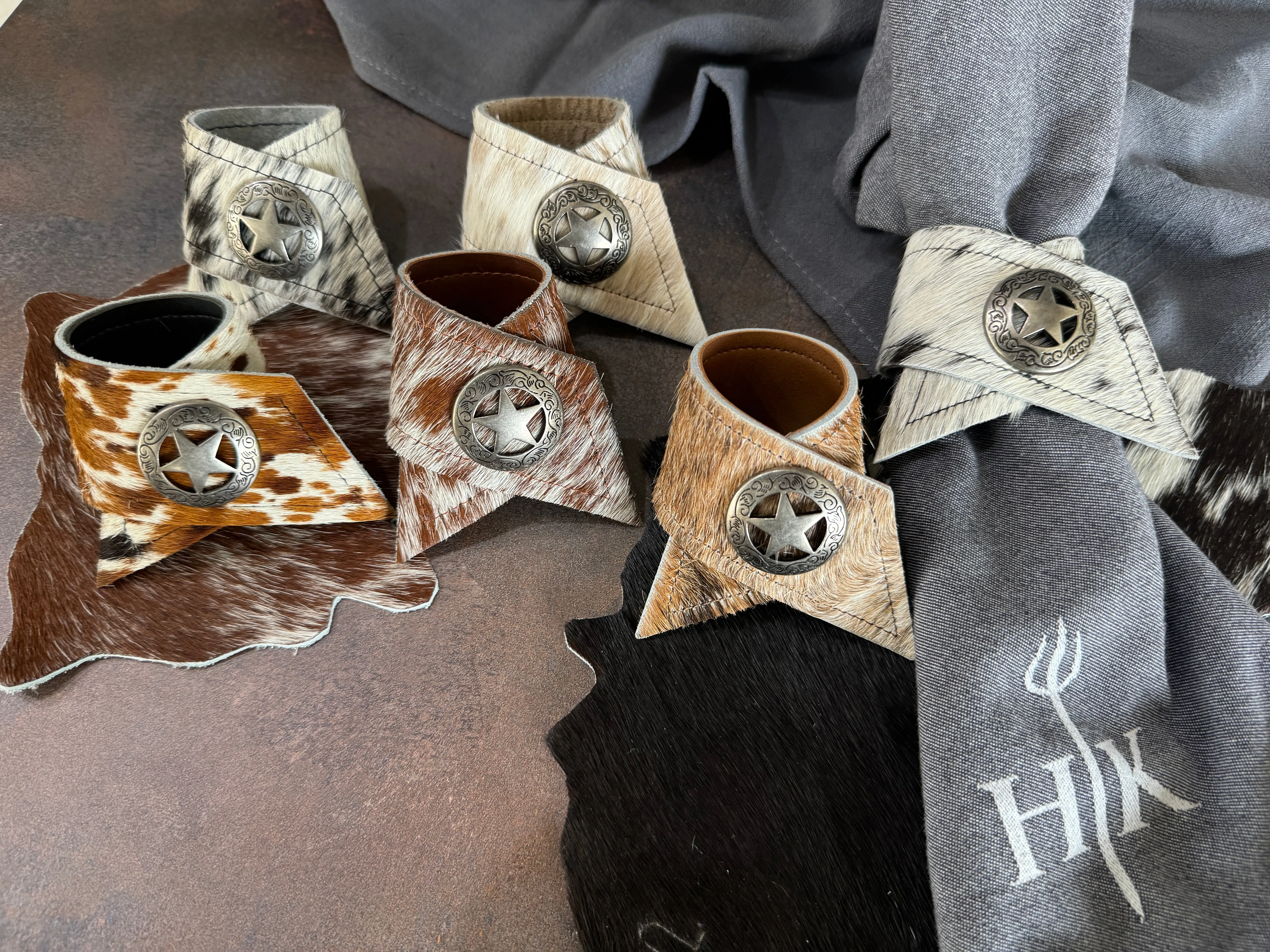 Assorted Cowhide Napkin Rings