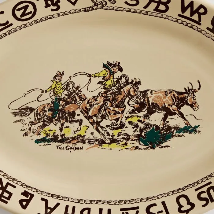 At The Ranch Cowboys & Brands Oval Serving Platter