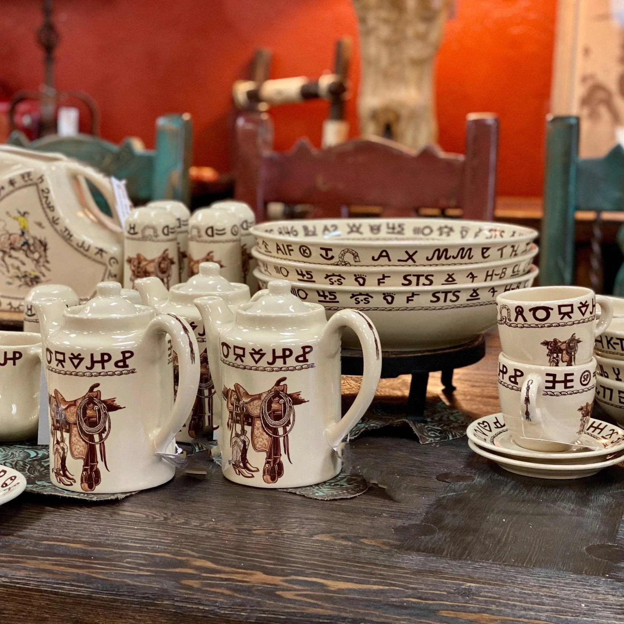 At The Ranch Cowboys & Brands Tea and Coffee Pot