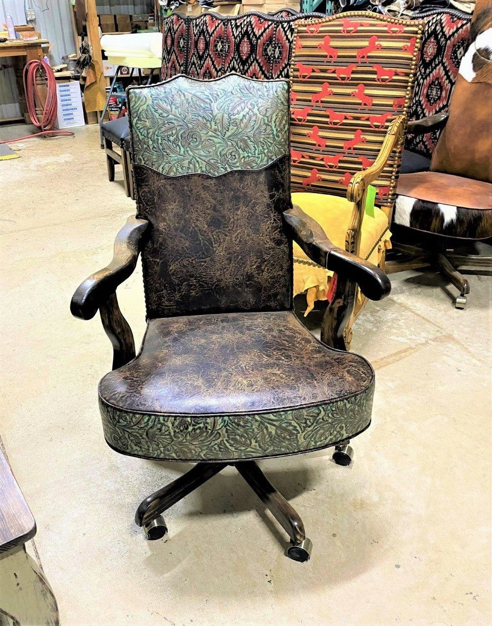 Autumn Turquoise Western Office Chair