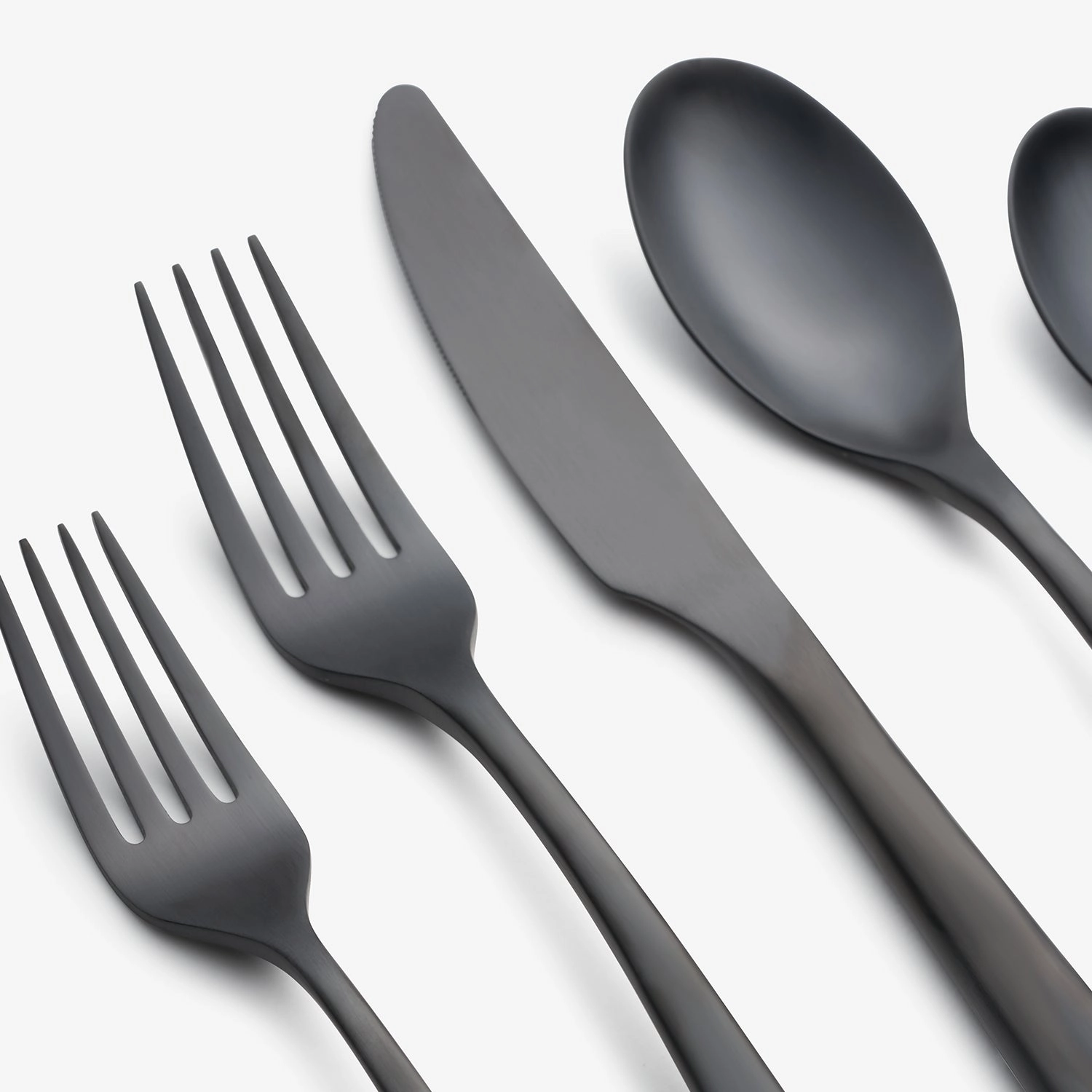 Averie Black Satin 20 Piece Flatware Set