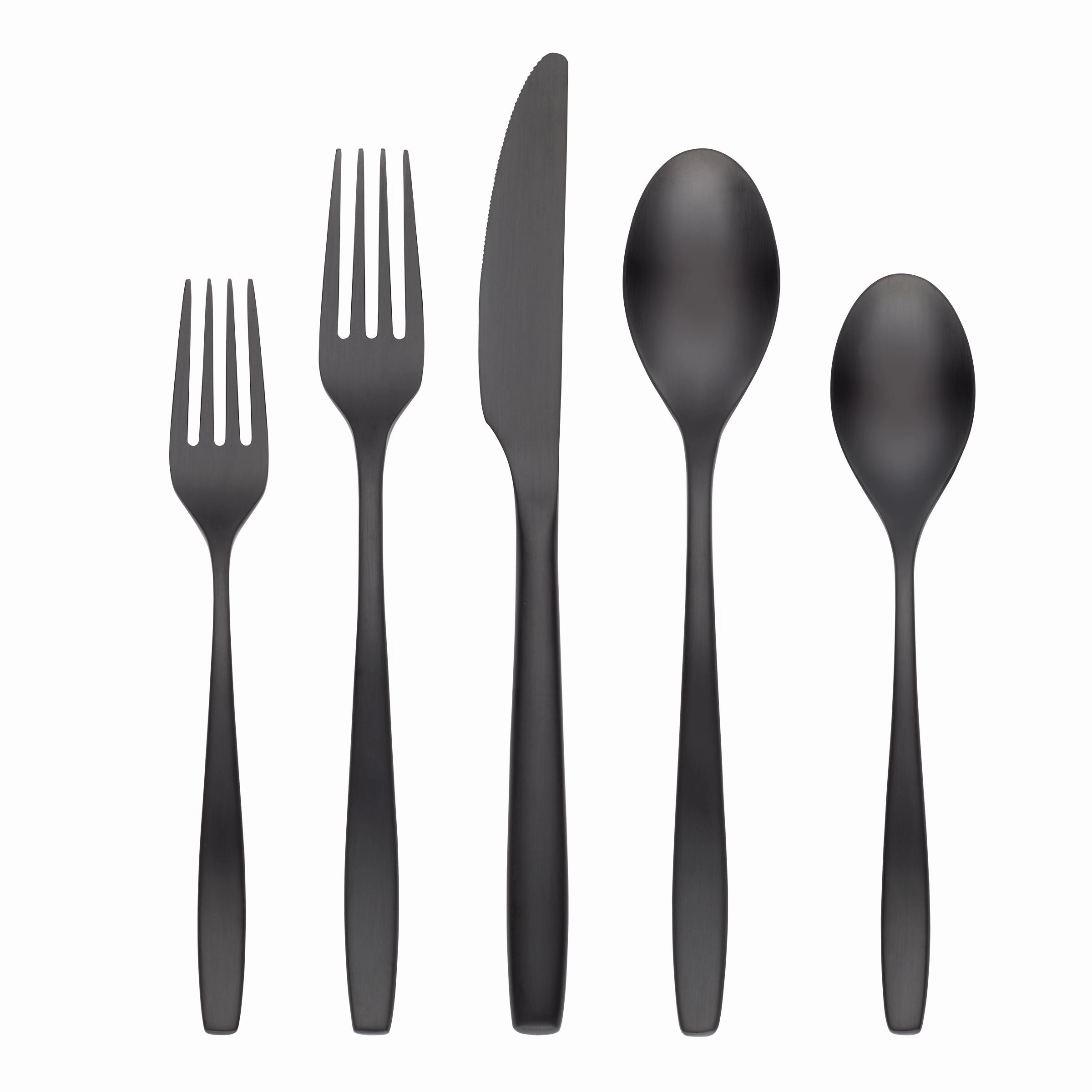 Averie Black Satin 20 Piece Flatware Set