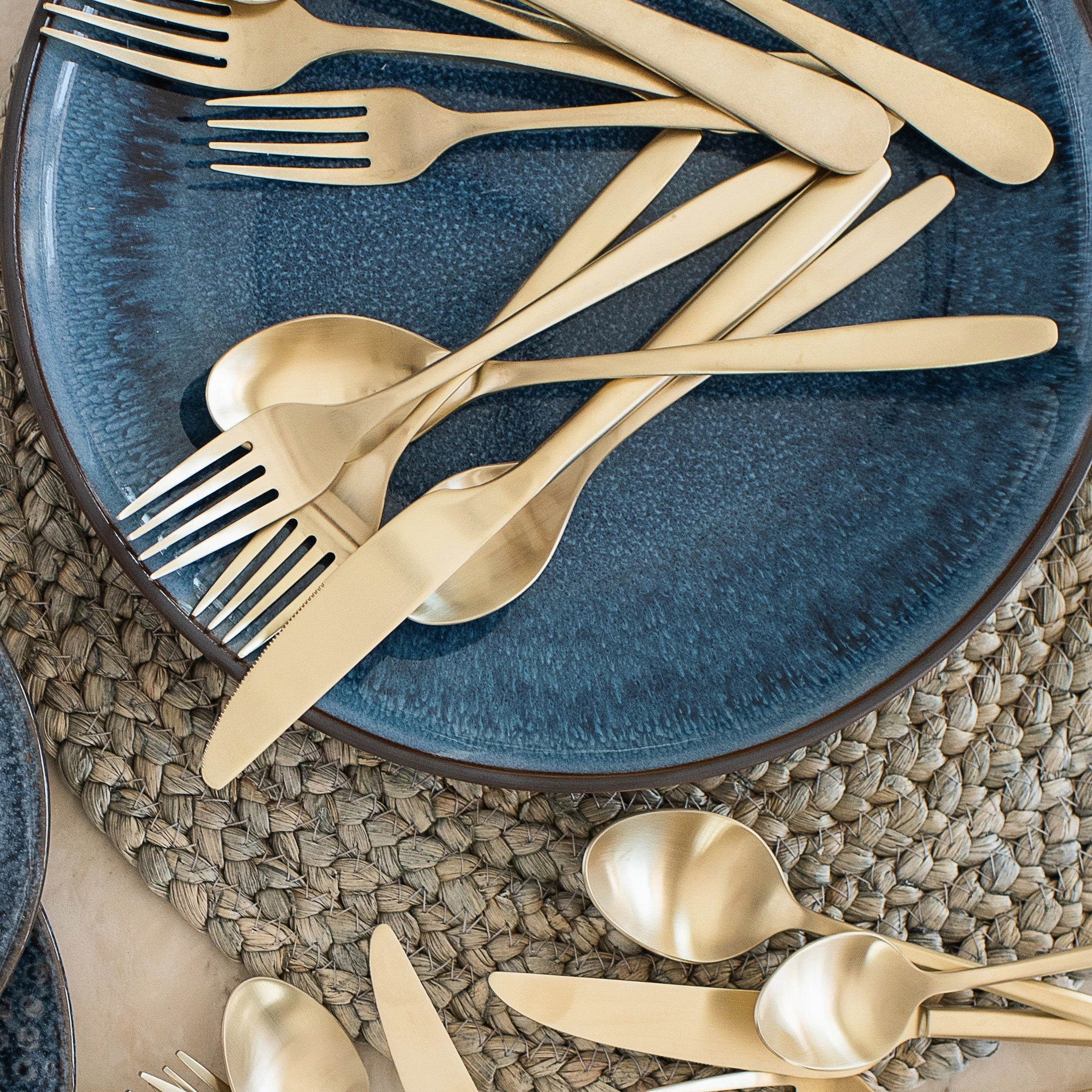 Averie Champagne Satin 20 Piece Flatware Set
