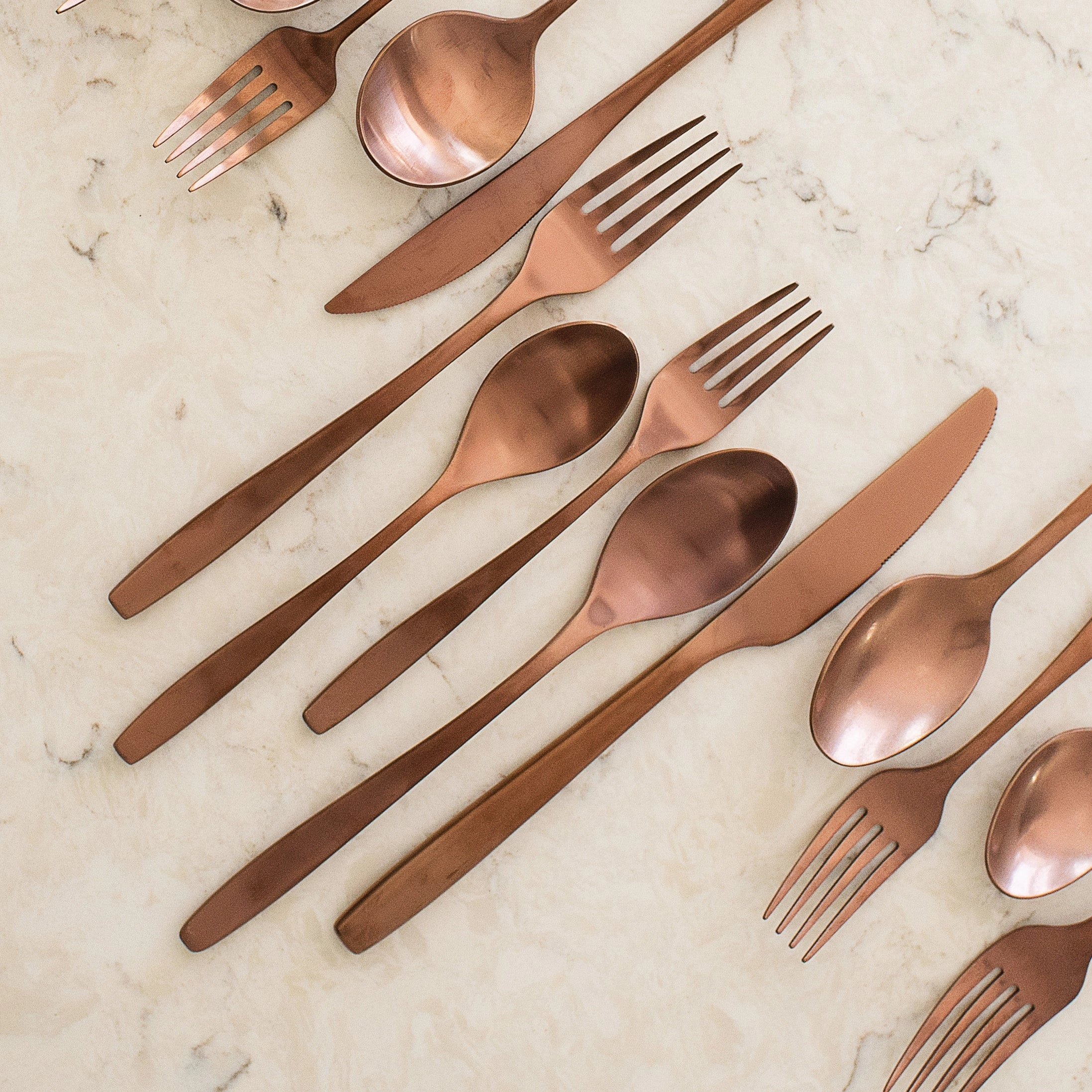 Averie Copper Satin 20 Piece Flatware Set