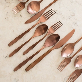 Averie Copper Satin 20 Piece Flatware Set