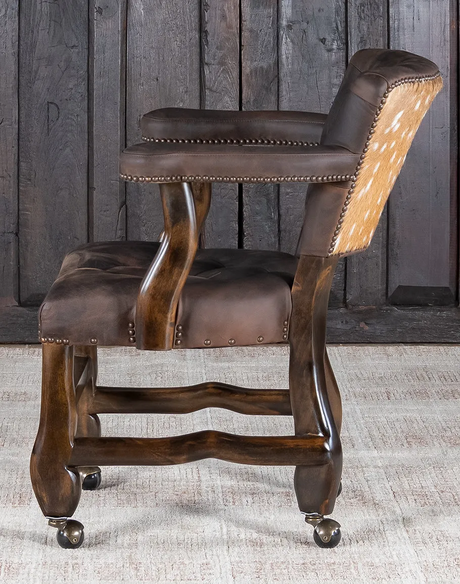 Axis Hide & Leather Upholstered Castor Chair