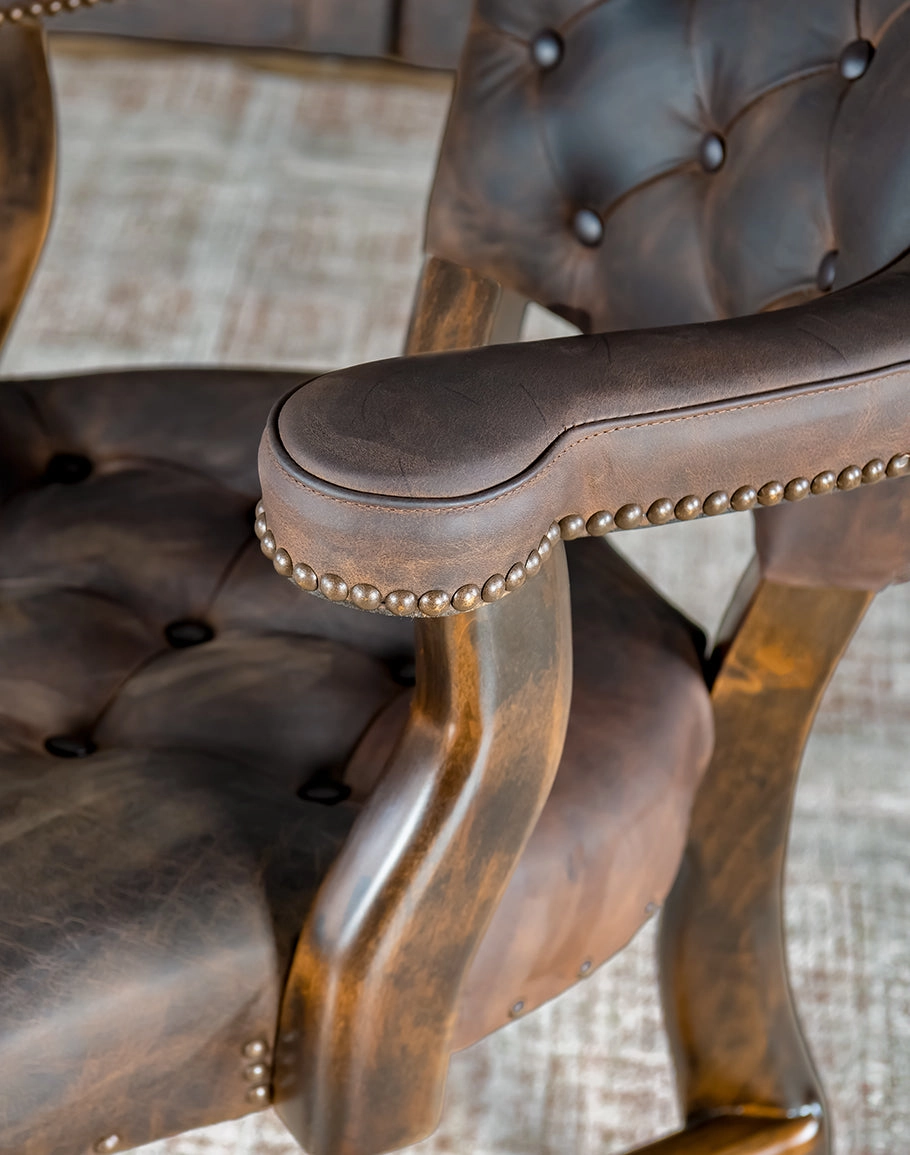Axis Hide & Leather Upholstered Castor Chair