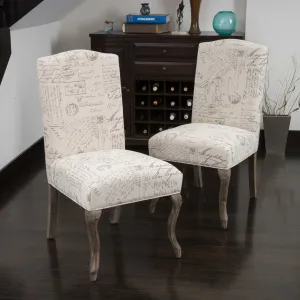 Back French Script Beige Fabric Dining Chairs (Set of 2) - NH472032 dining table set, 6-piece dining set