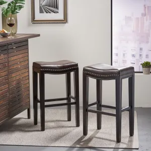 Backless Brown Bonded Leather Bar Stools, Set of 2 - NH874732 bar stool, counter stool