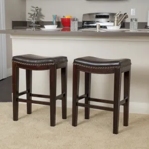 Backless Brown Leather 26-Inch Counter Stools (Set of 2 ) - NH216592 bar stool, counter stool