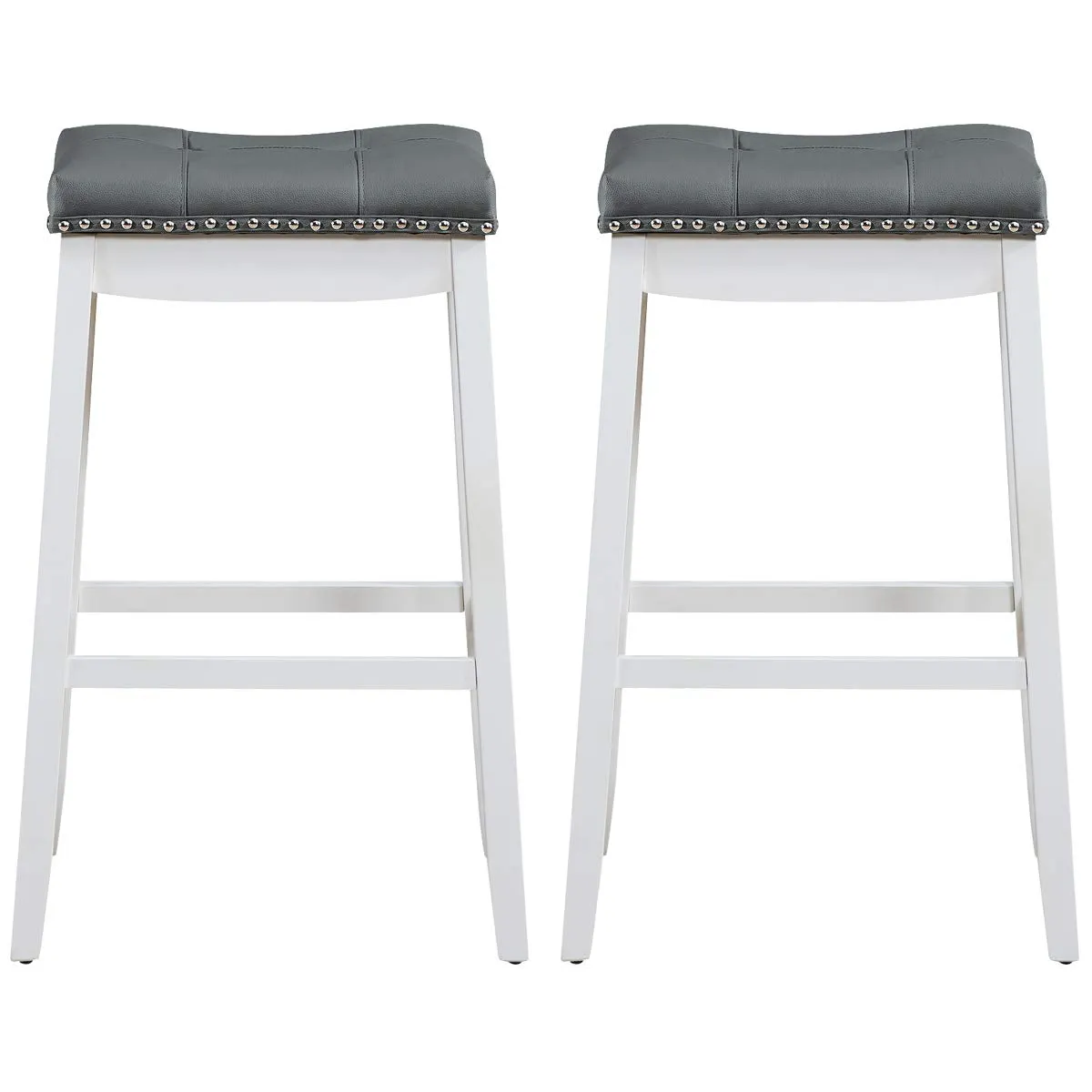 Backless Counter Stool with Footrest, Soft Seat Cushion