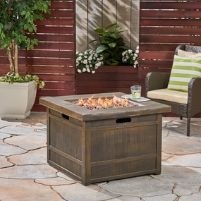 Backyard Fire Pit  32-inch by 32-inch  Gas-Burning  Lightweight Concrete  Natural Wood Finish - NH819603 floor chair, tatami chair